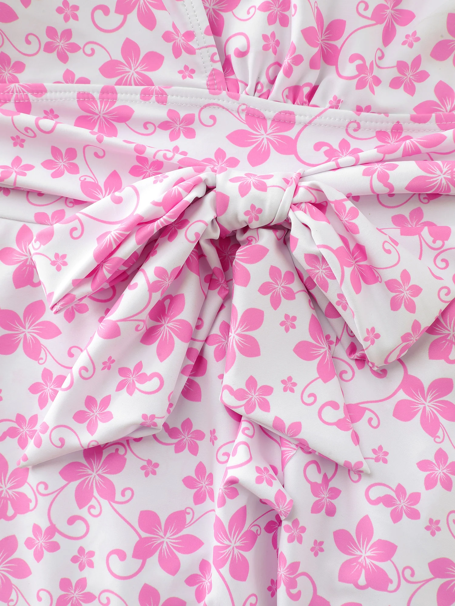 Cute Floral Print Anti-Float Tie Swim Dress - Image 6