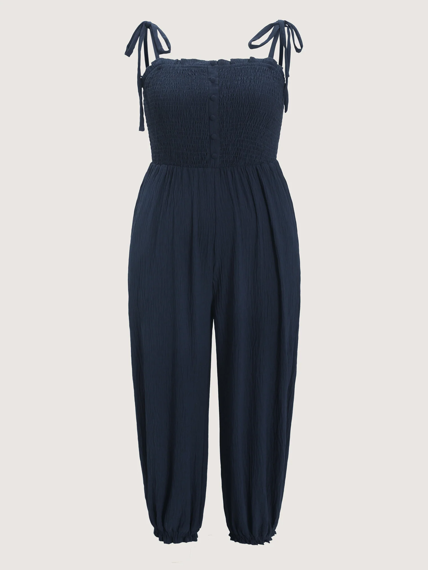 Cute Shoulder-Tie Cuffed Hem Jumpsuit - Image 7