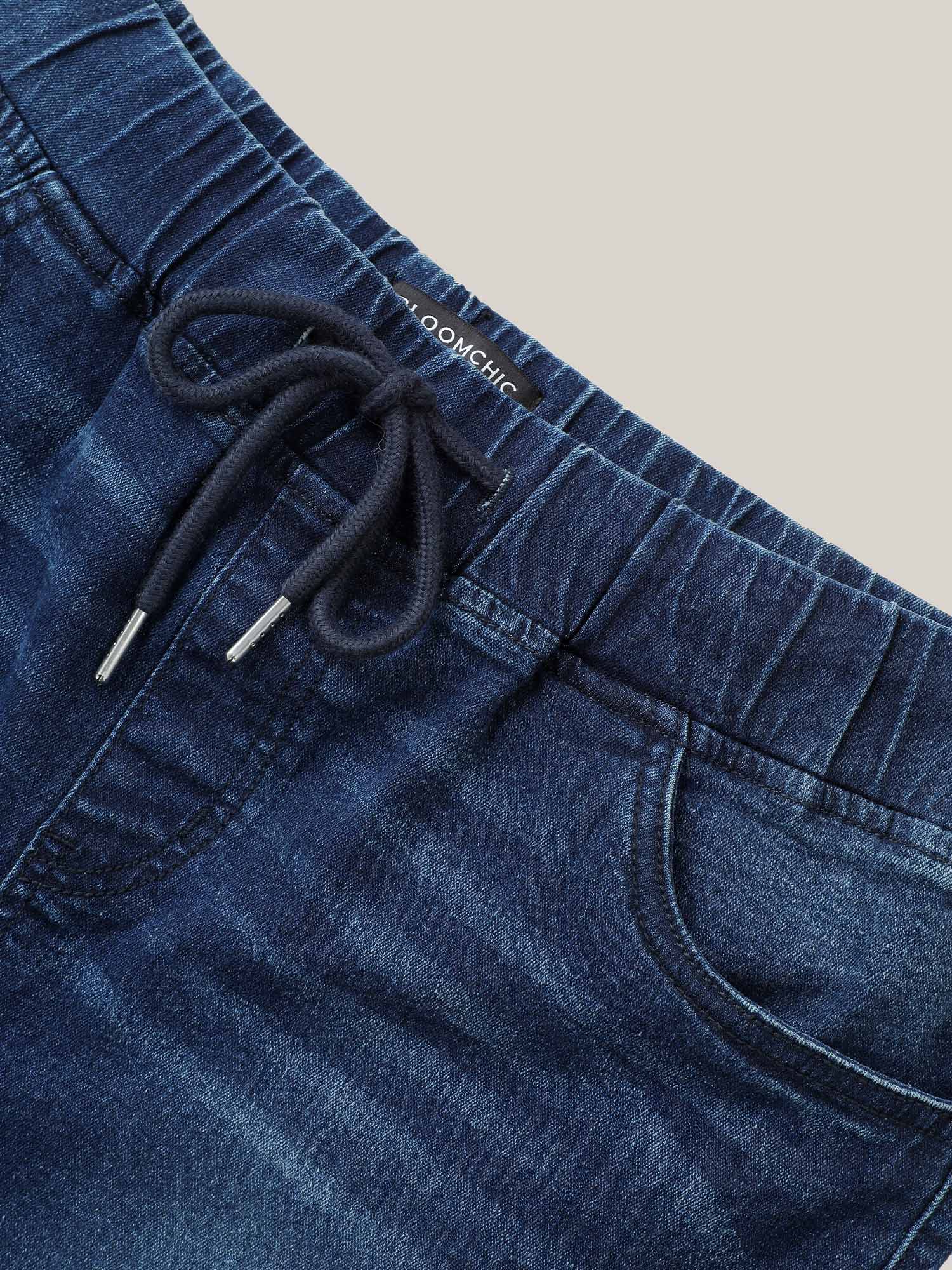 Pull-On Drawstring Elastic Waist Denim Shorts - Image 7