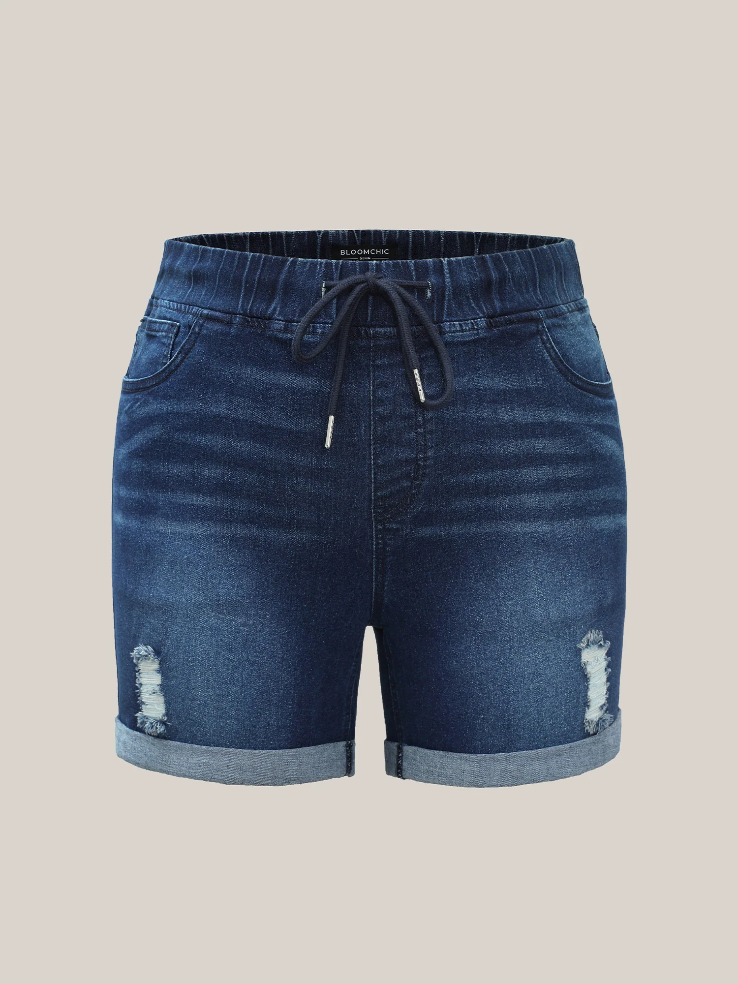 Pull-On Drawstring Elastic Waist Denim Shorts - Image 8