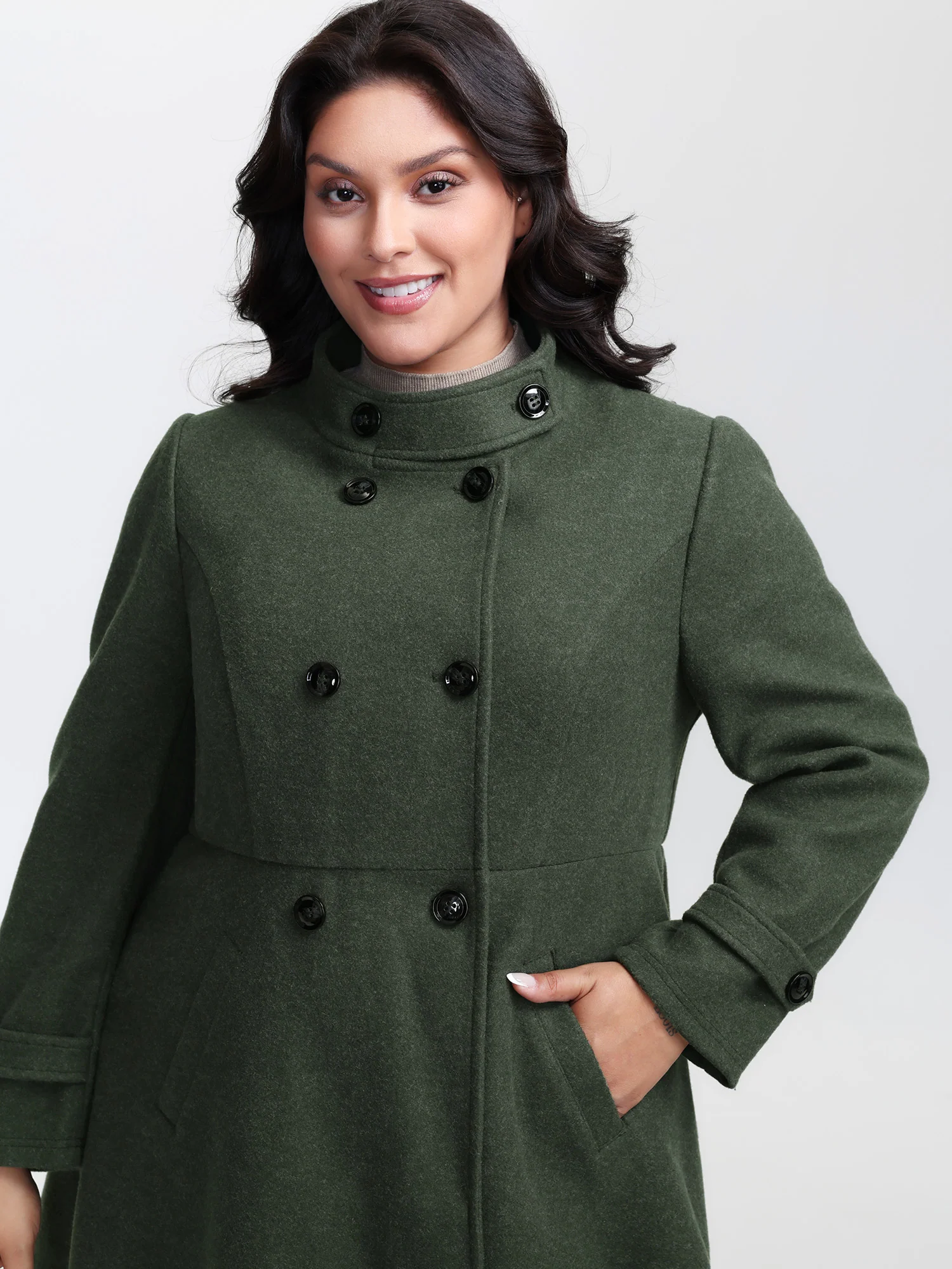 Double Button Pocket Solid Coat - Image 2