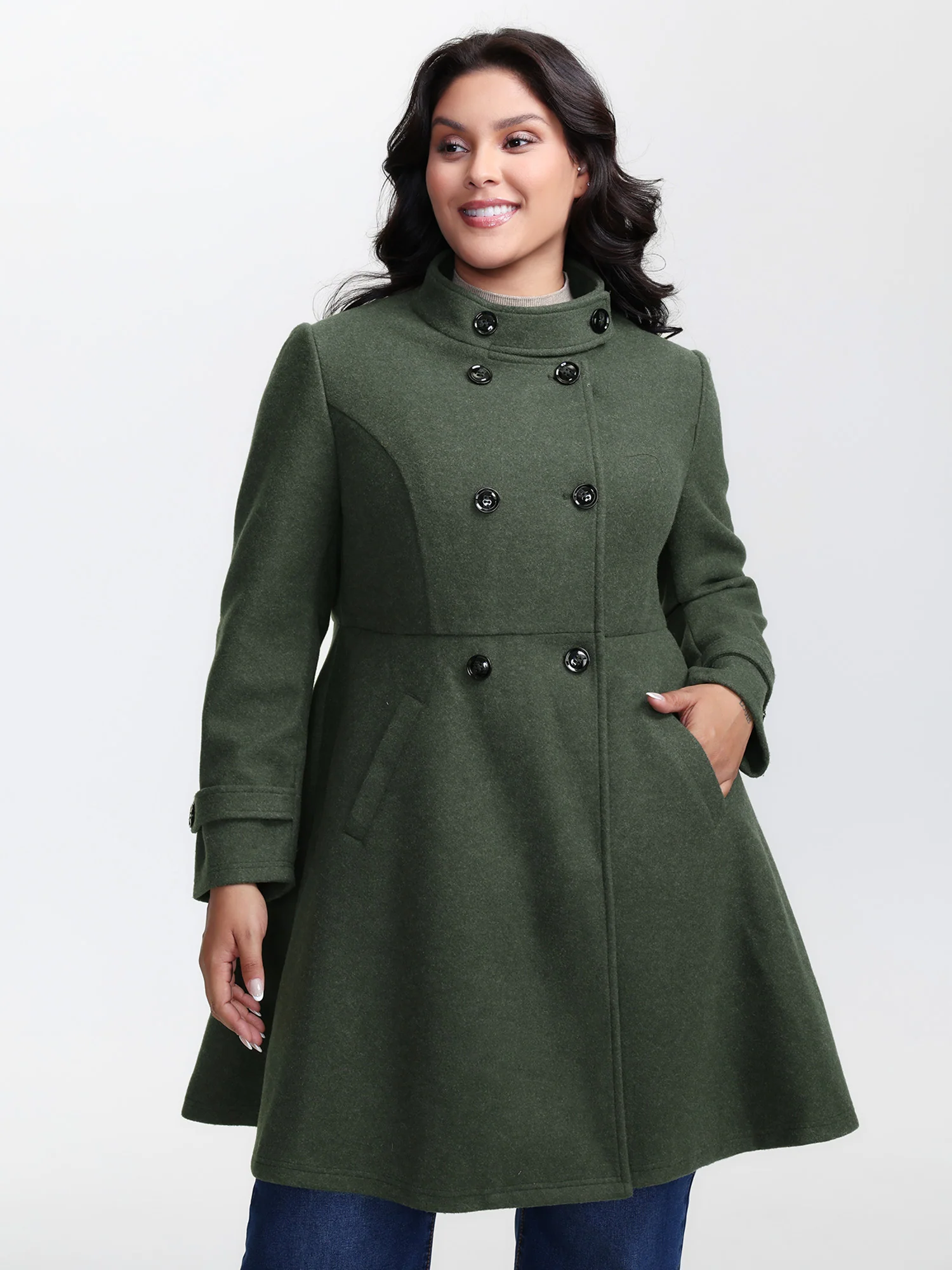 Double Button Pocket Solid Coat - Image 3