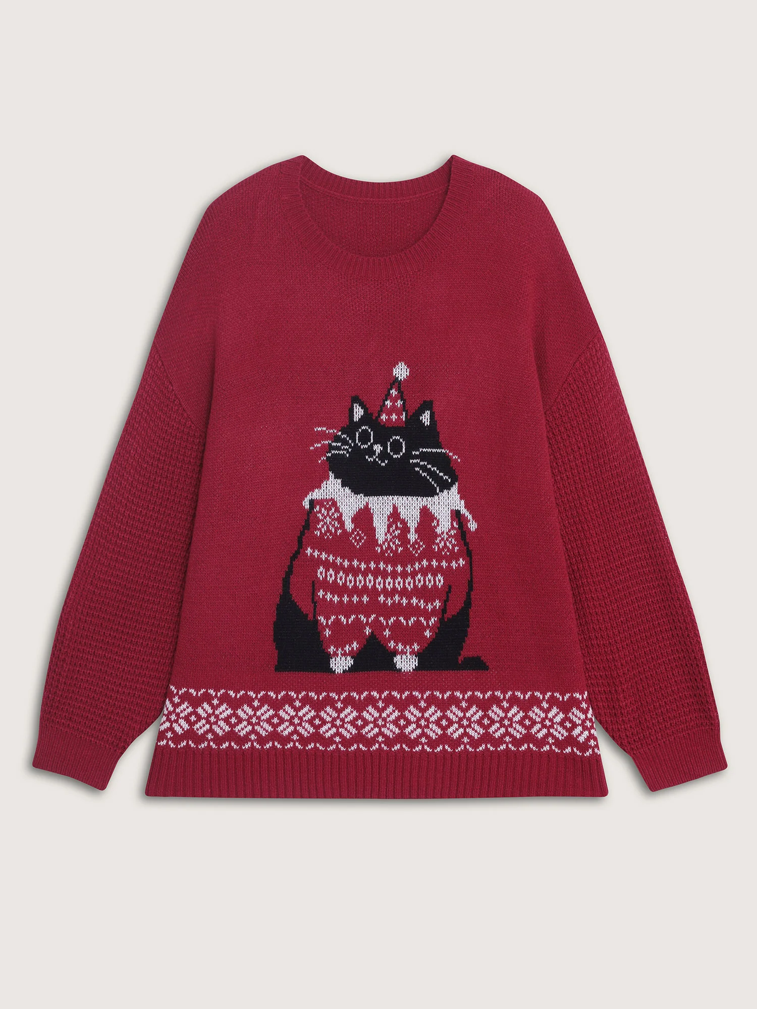 Festive Cat Micro Lantern Sleeve Pullover - Image 8