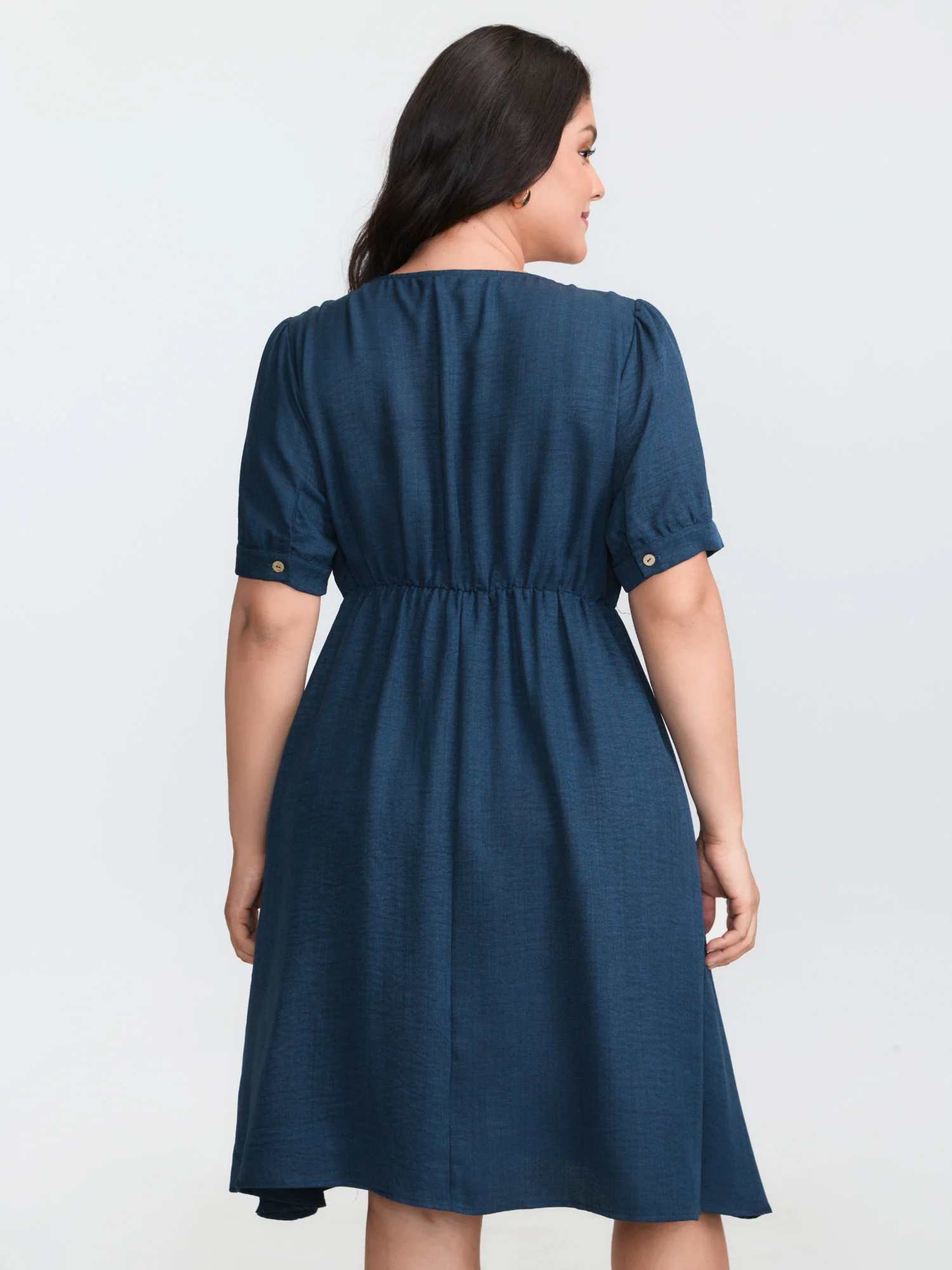 Floral Embroidered Neckline Textured Mini Dress - Image 4
