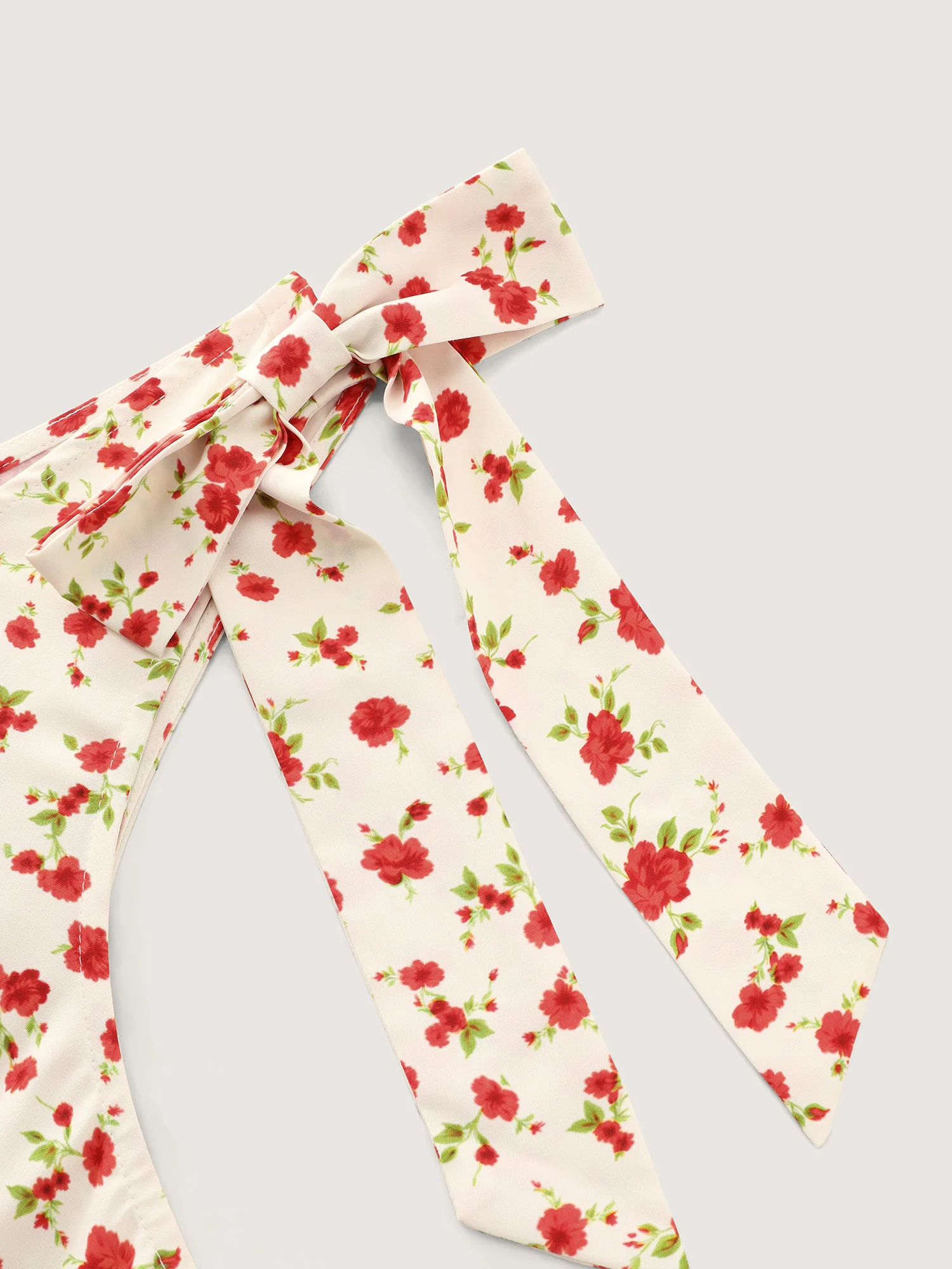 Floral Print Bowknot Shoulder Tank Top - Image 5