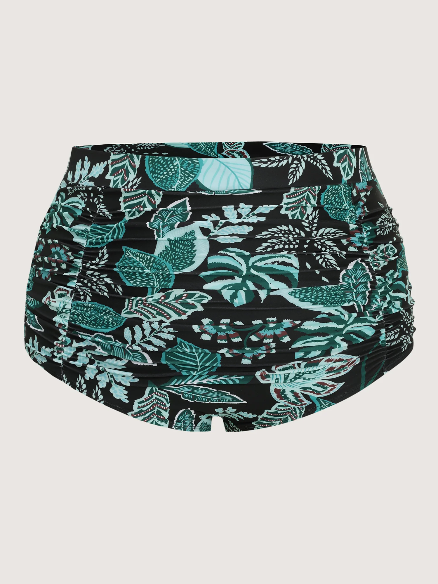 Tropical Floral Print High Waisted Tummy-Control Bikini Bottoms - Image 6