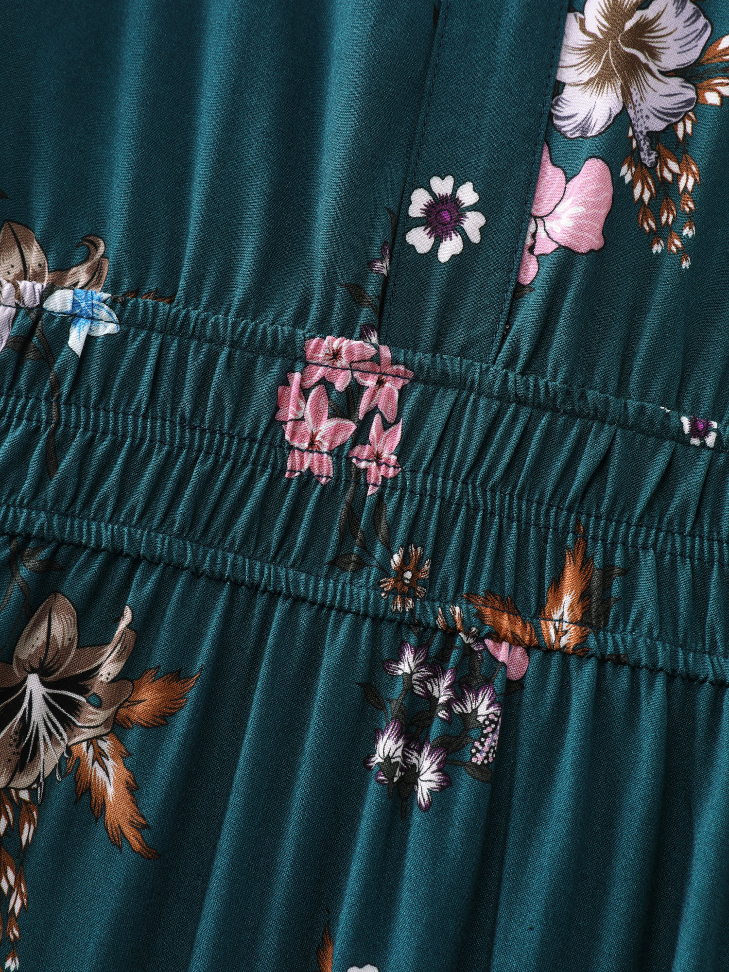 Floral Print Pockets Notched Collar Maxi Dress - Image 6