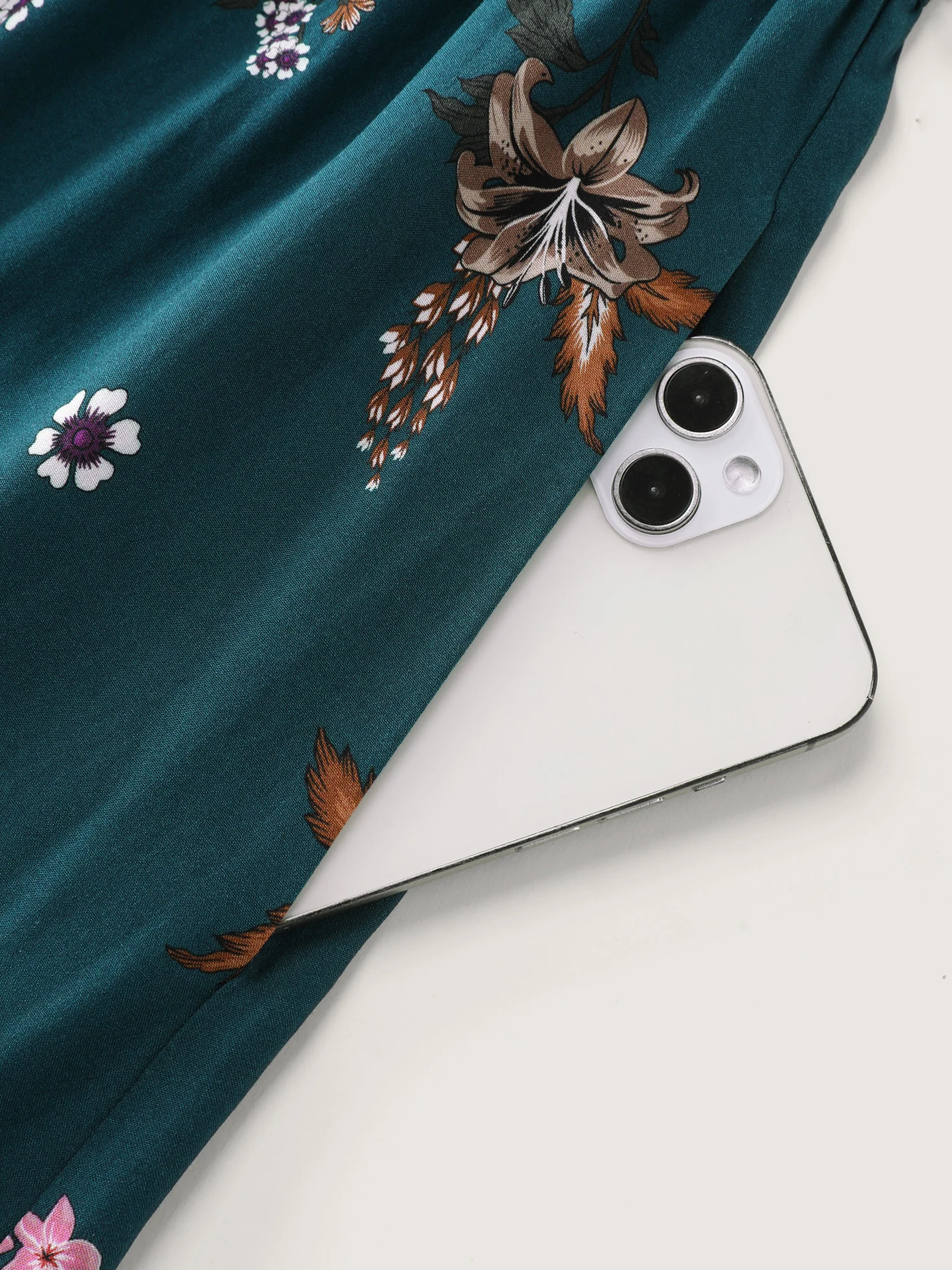 Floral Print Pockets Notched Collar Maxi Dress - Image 7