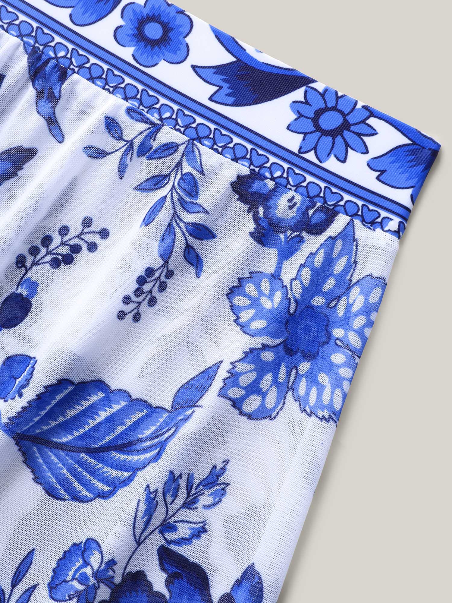 Two-Piece Floral Print Ruched Mesh Swimsuit, Sarong - Image 19