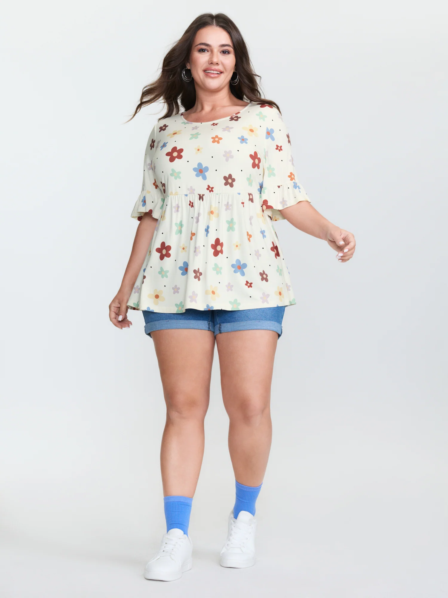 Floral Print Stretchy Knit Top - Image 3