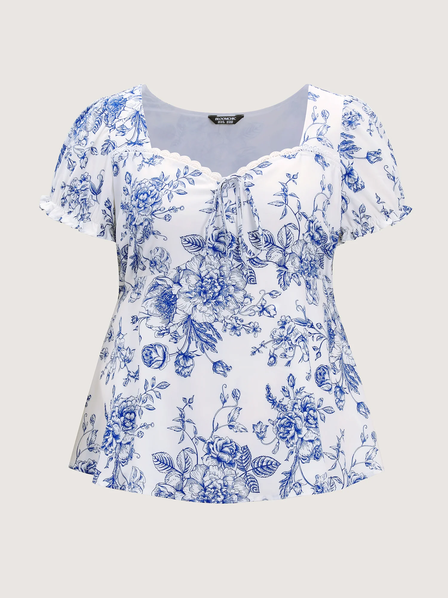 Floral Print Stretchy Waist-Defining Blouse - Image 7