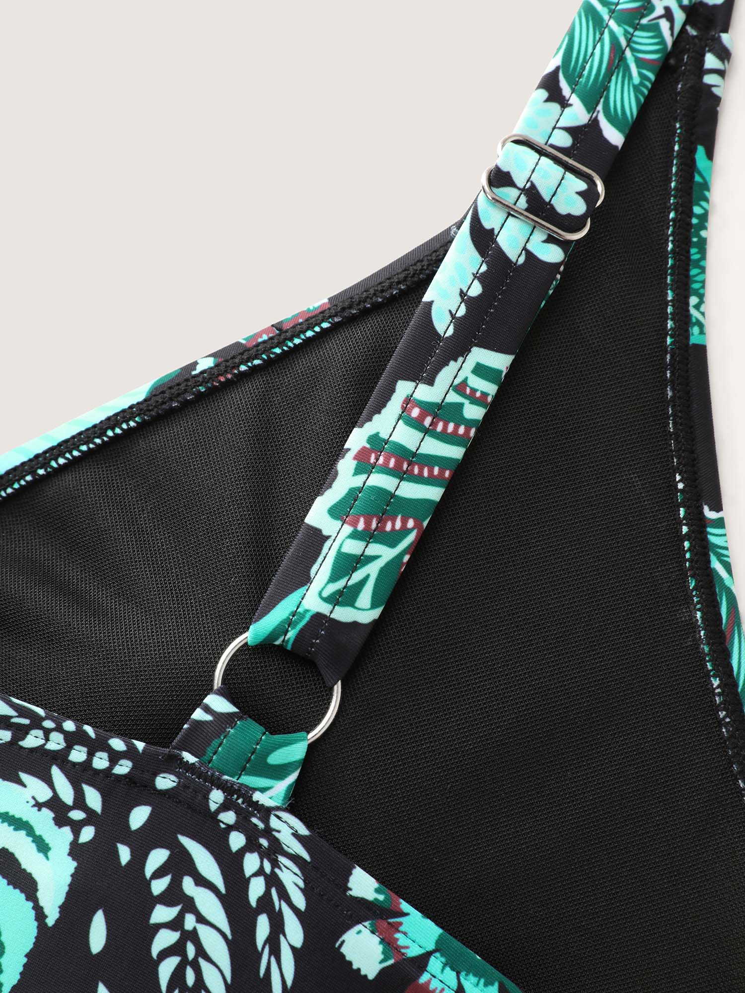 Tropical Print Surplice Neckline Bikini Top - Image 6
