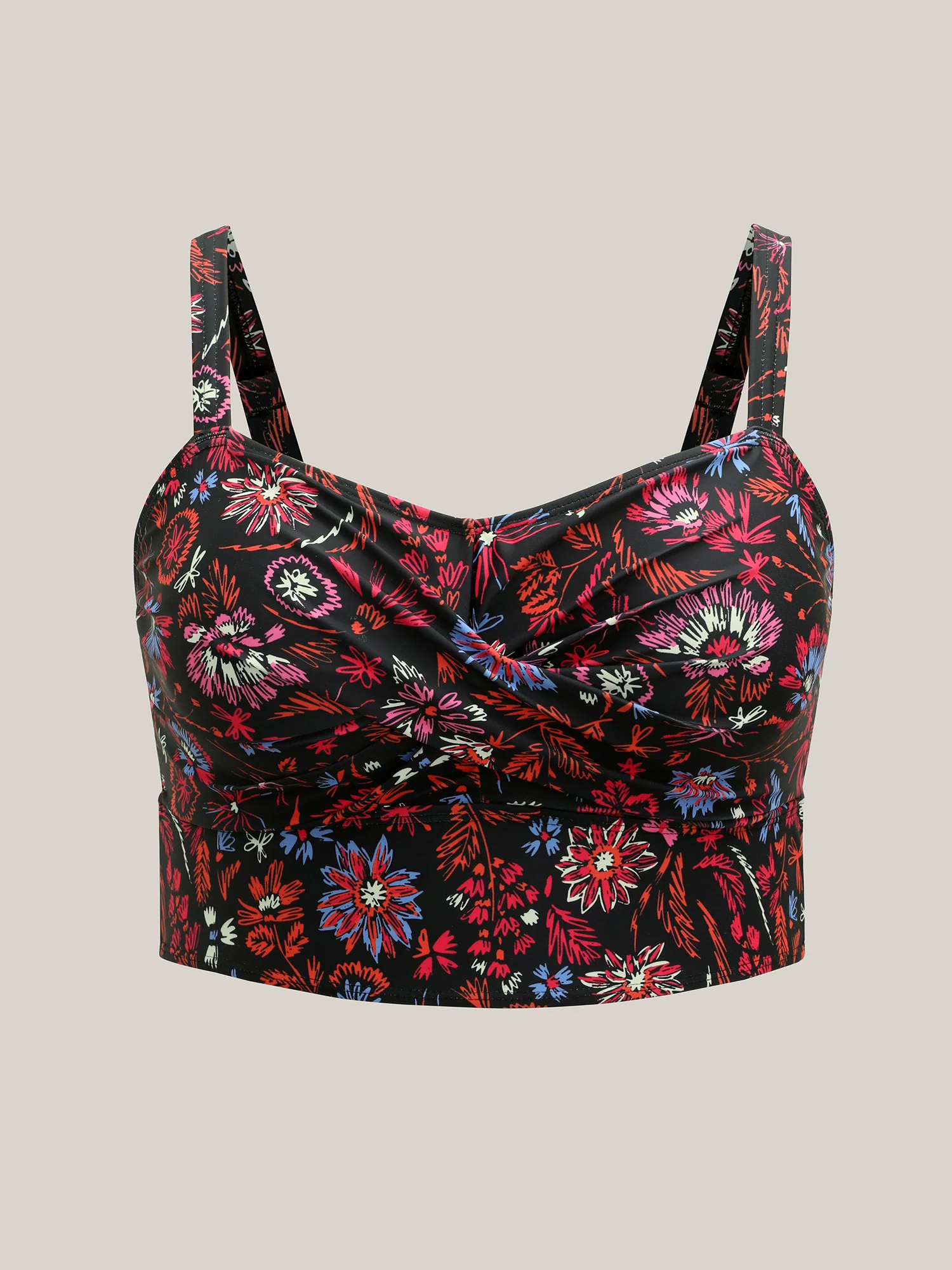 Floral Print Twist Front Swim Top - Image 5