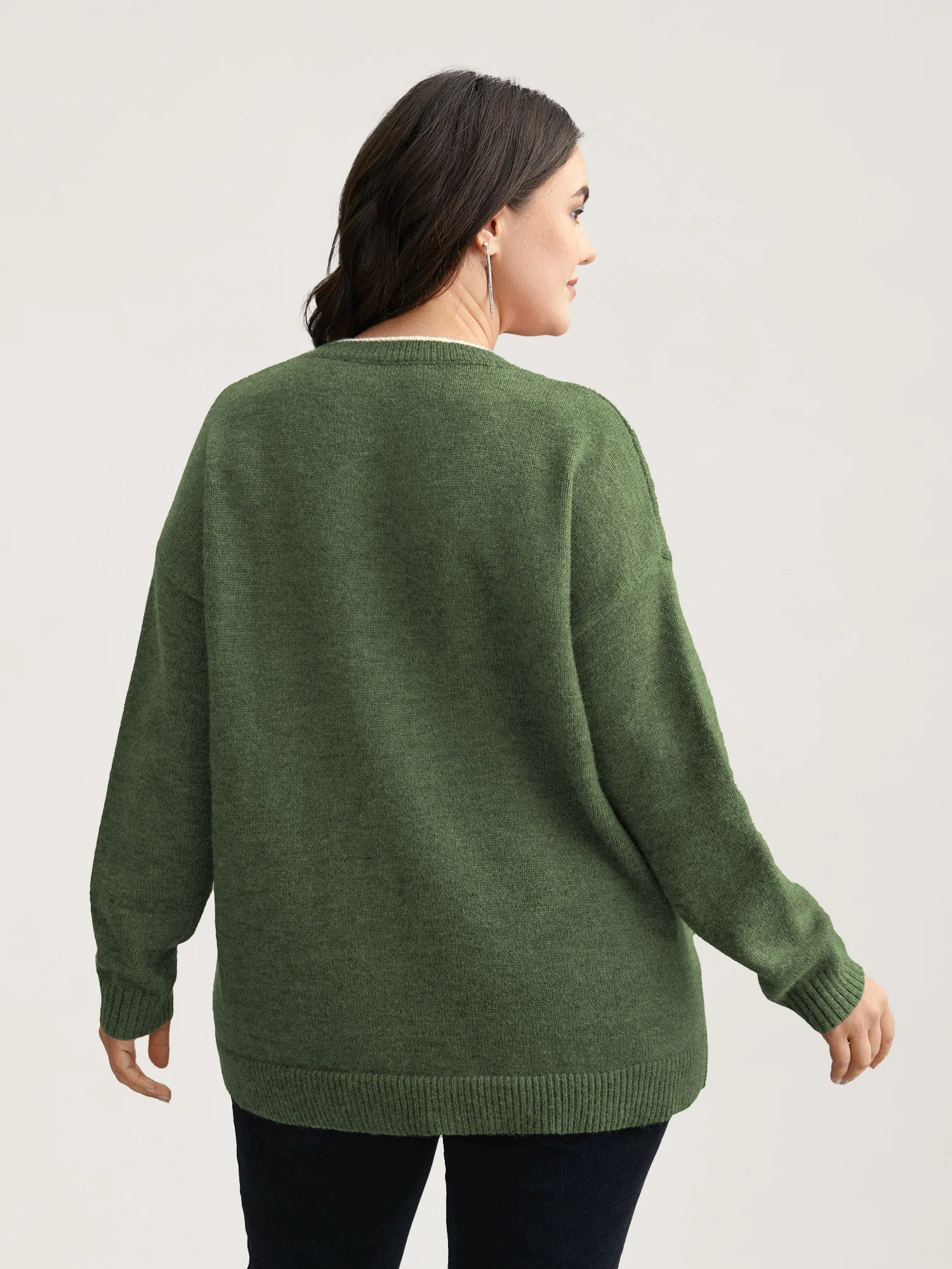 Floral Textured Crew Neck Pullover - Image 2