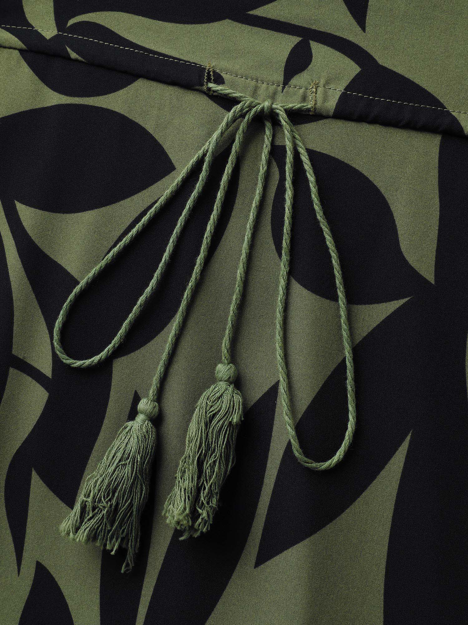 Floral Waist-Cinched Drawstring Maxi Dress - Image 5