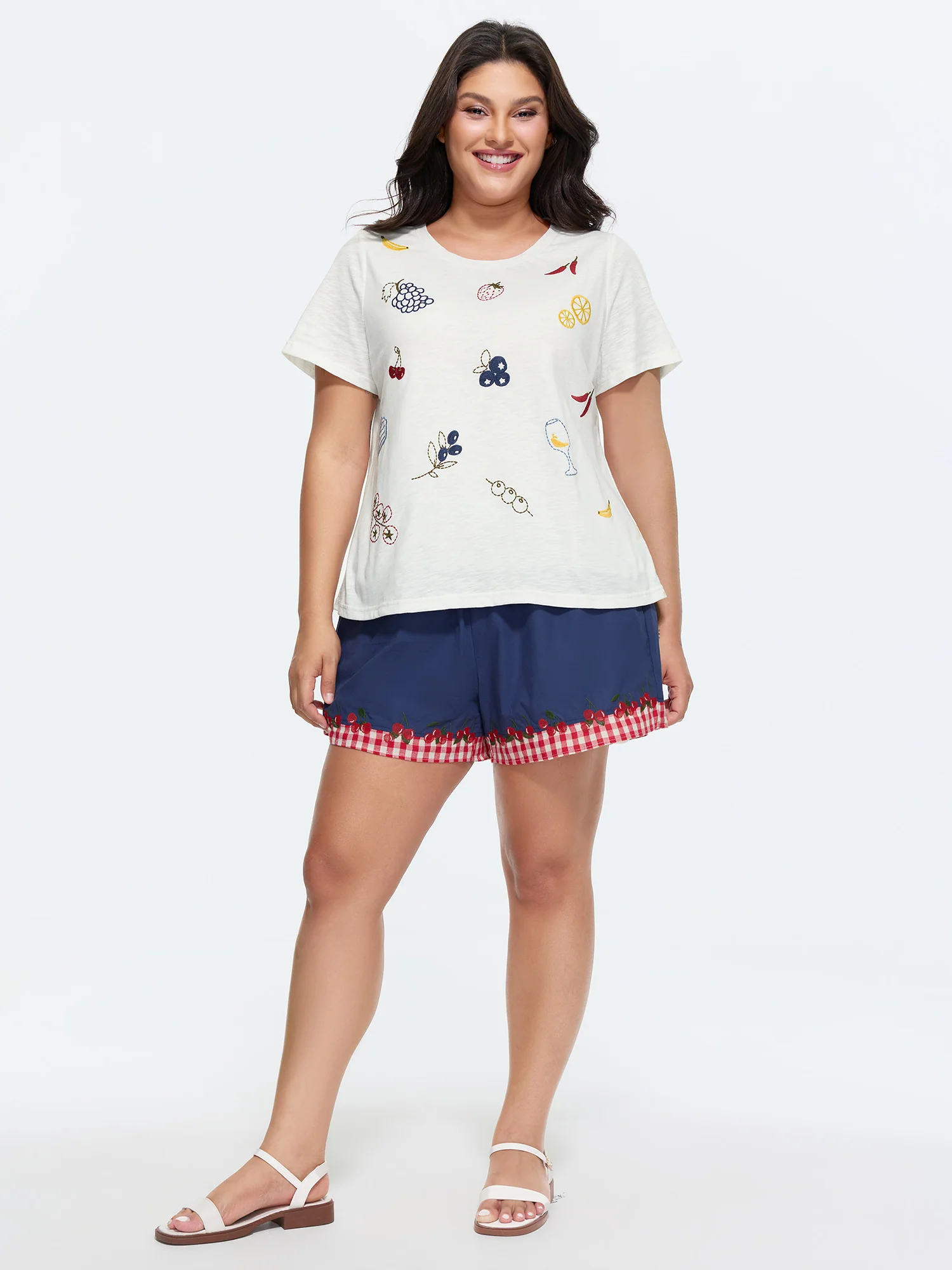 Supersoft Fruit Embroidered Round Neck T-Shirt - Image 3