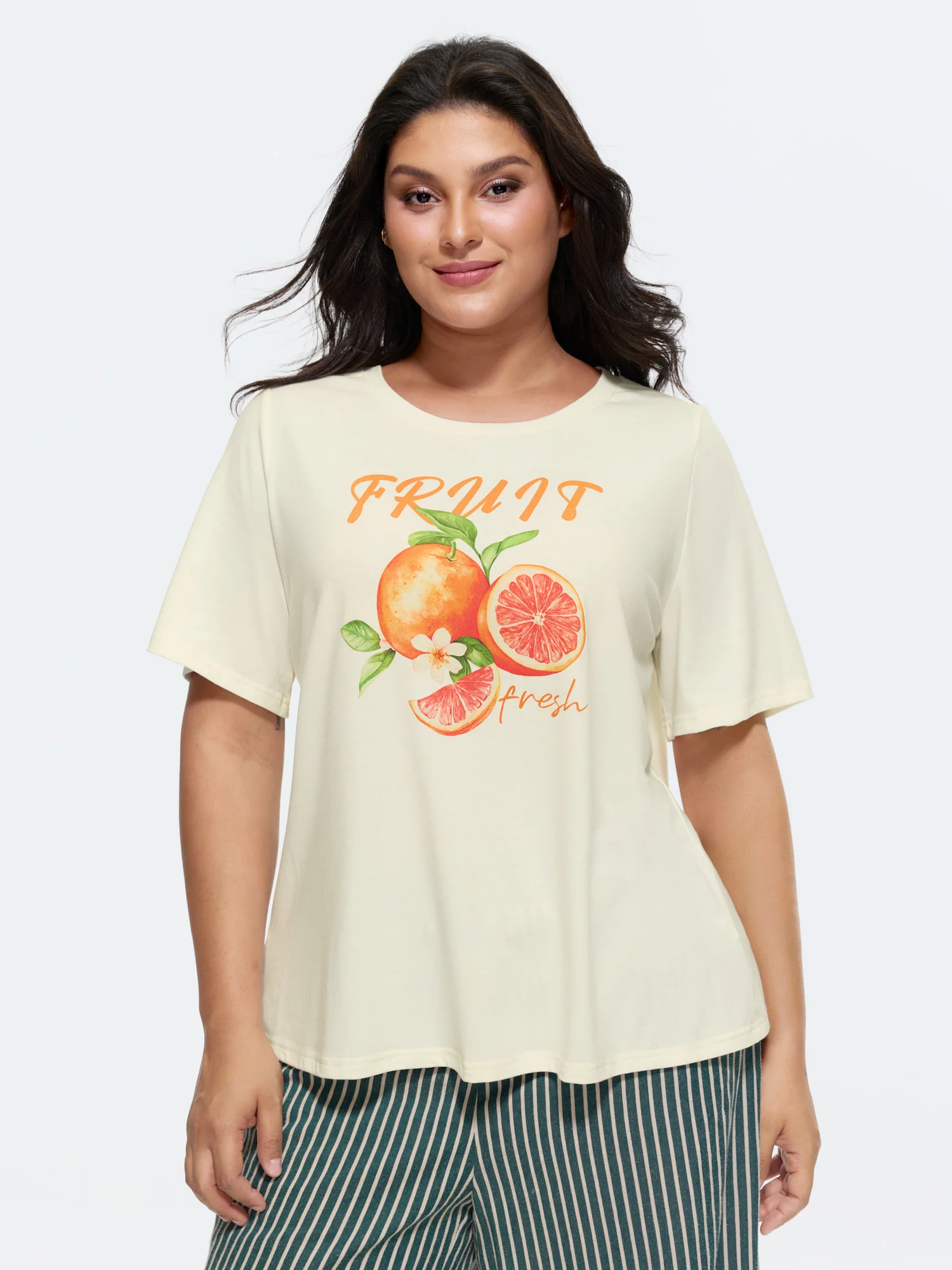 Supersoft Fruit Print Round Neck T-Shirt - Image 2