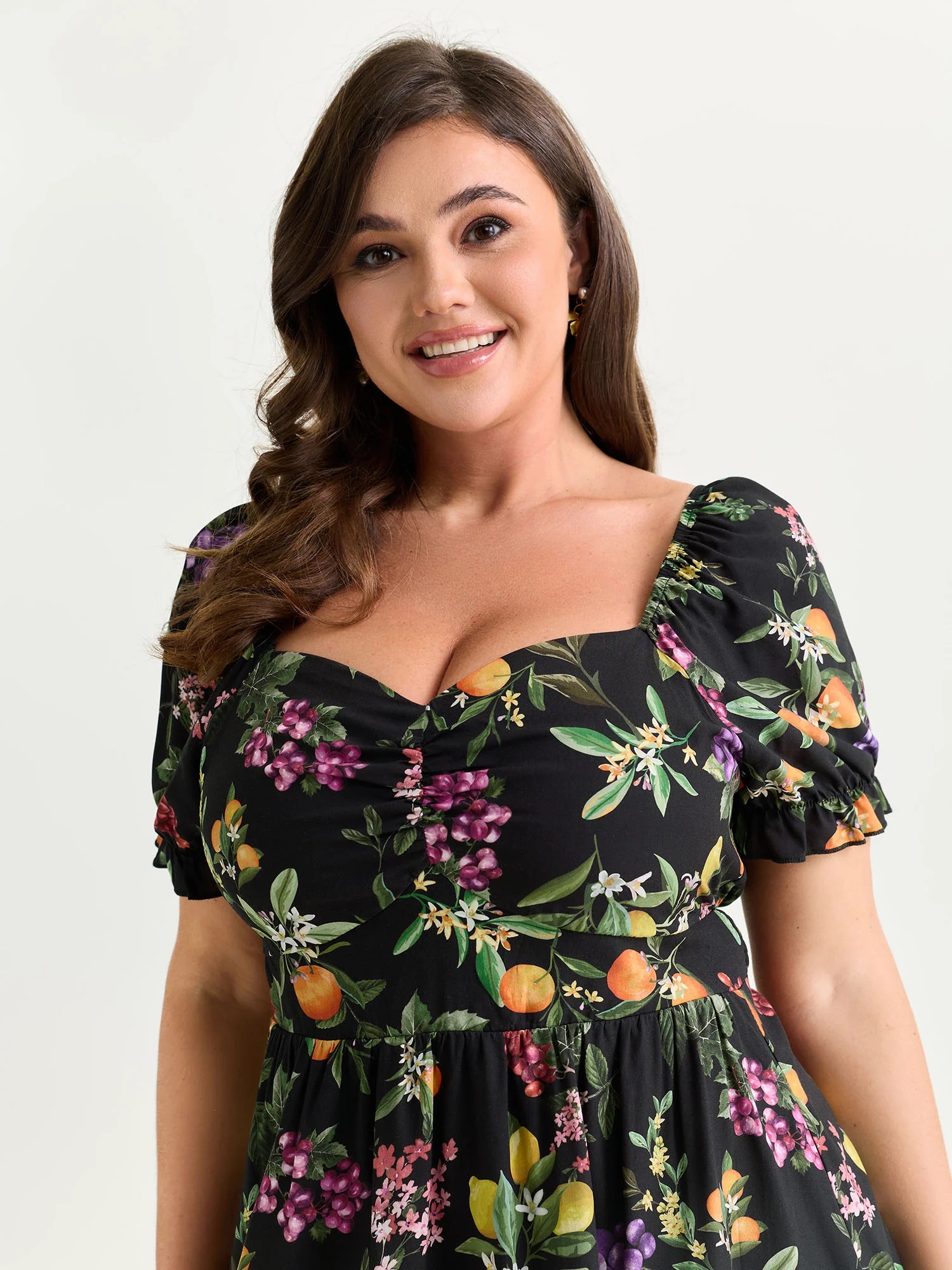 Fruit Print Sweetheart Neckline Mini Dress - Image 2