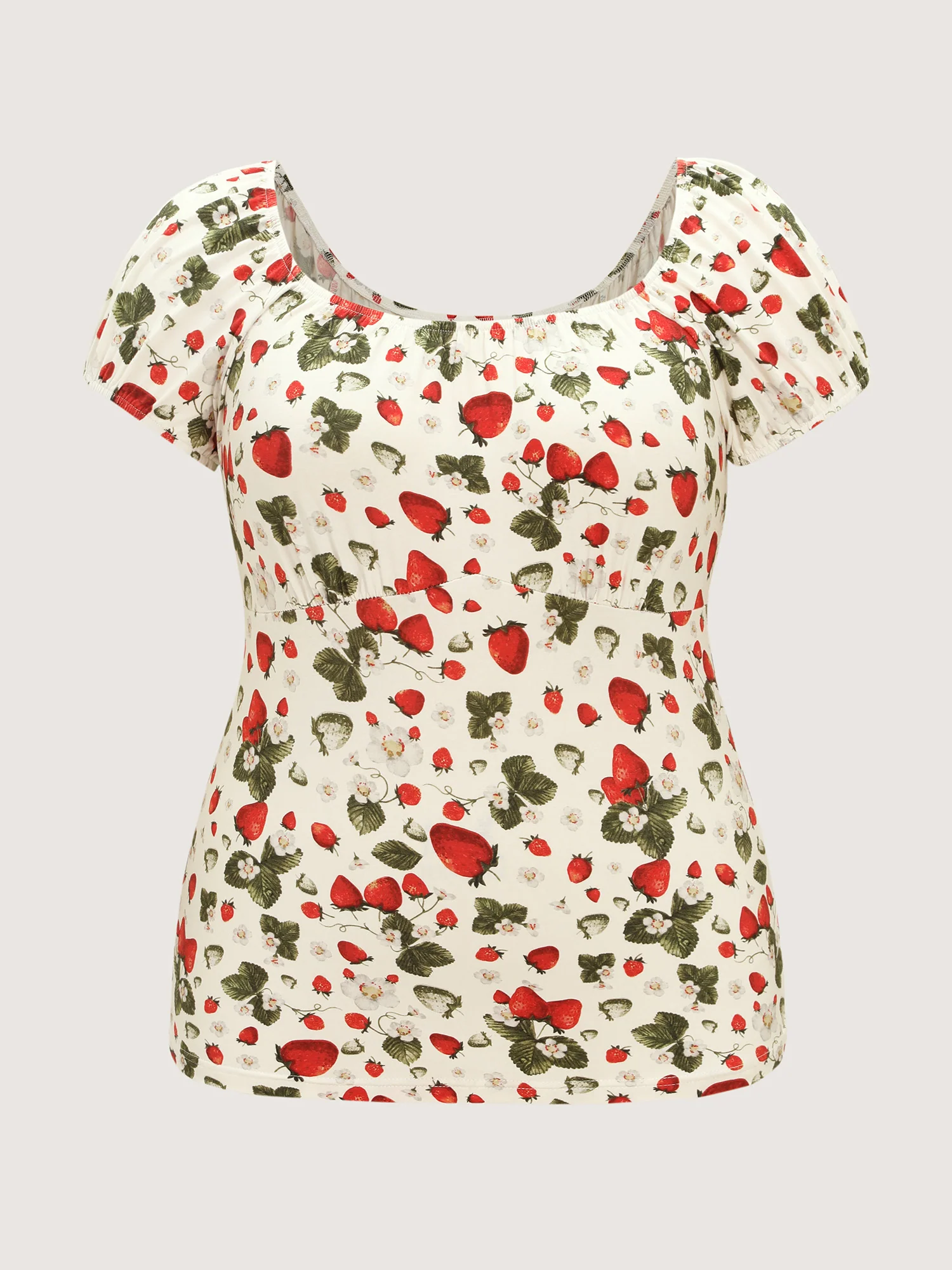 Garden Strawberry Print Stretchy Knit Top - Image 7