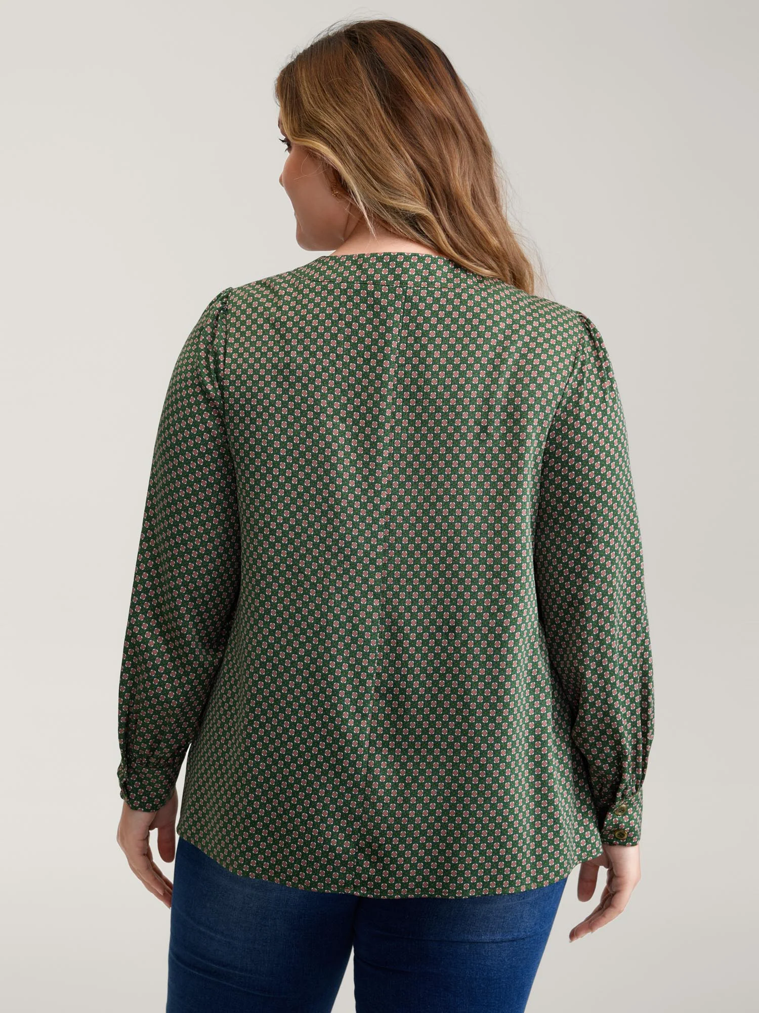 Geometric Print Bow-Tie Neckline Blouse - Image 4