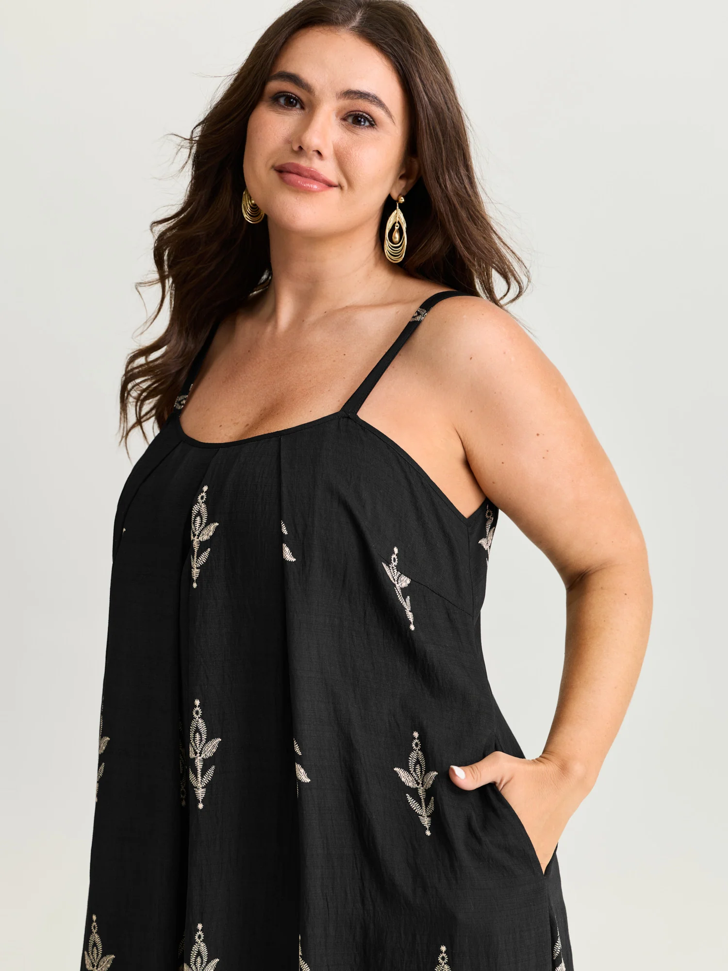 Geometric Print Color Contrast Maxi Dress - Image 2