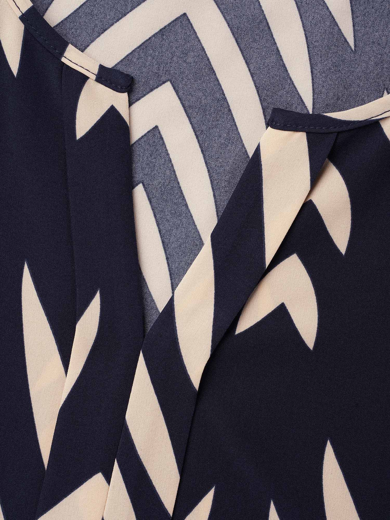 Geometric Print Ruffled Shirred Blouse - Image 6