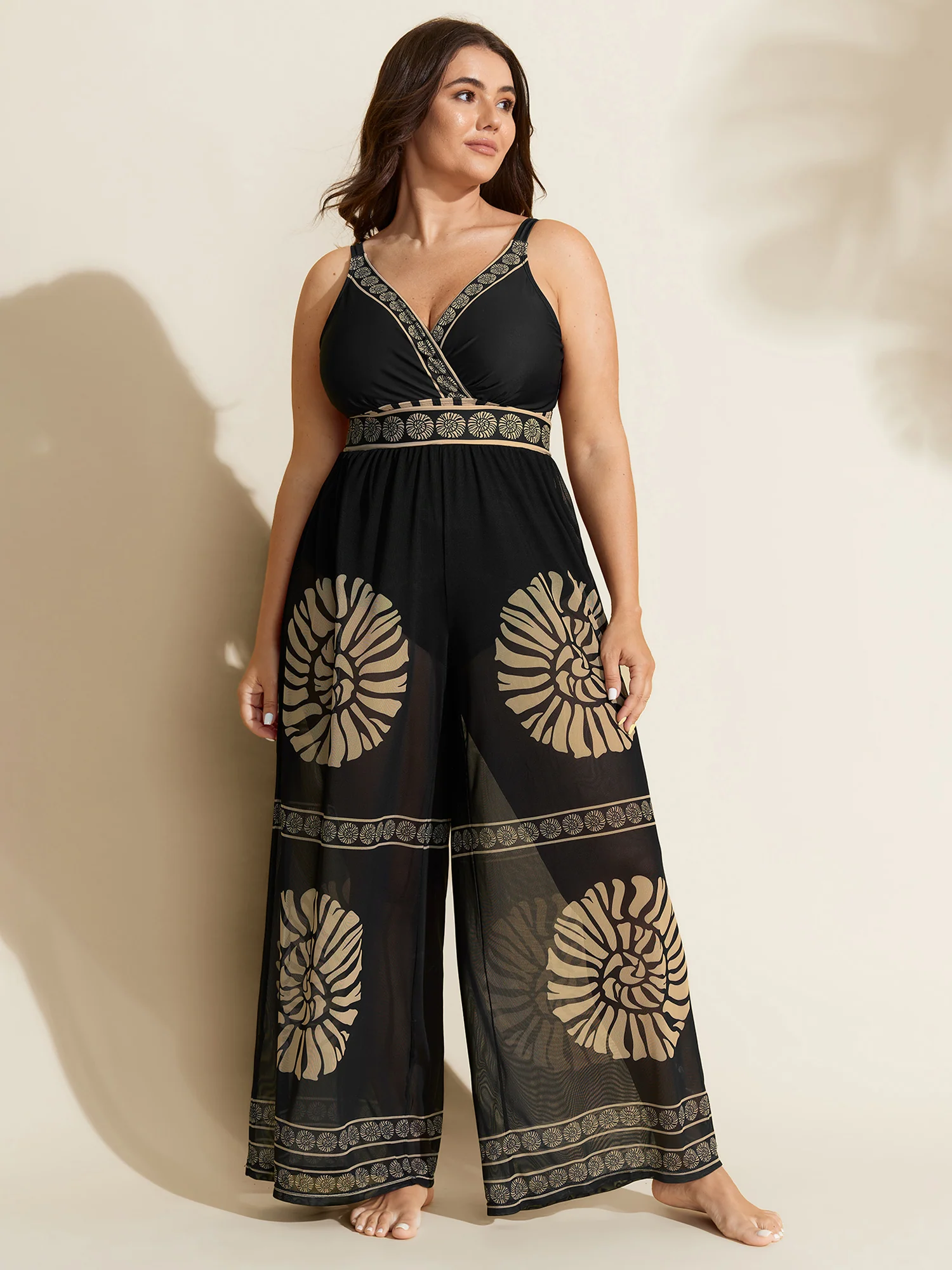 Geometric Print Two-Piece Swimsuit Set