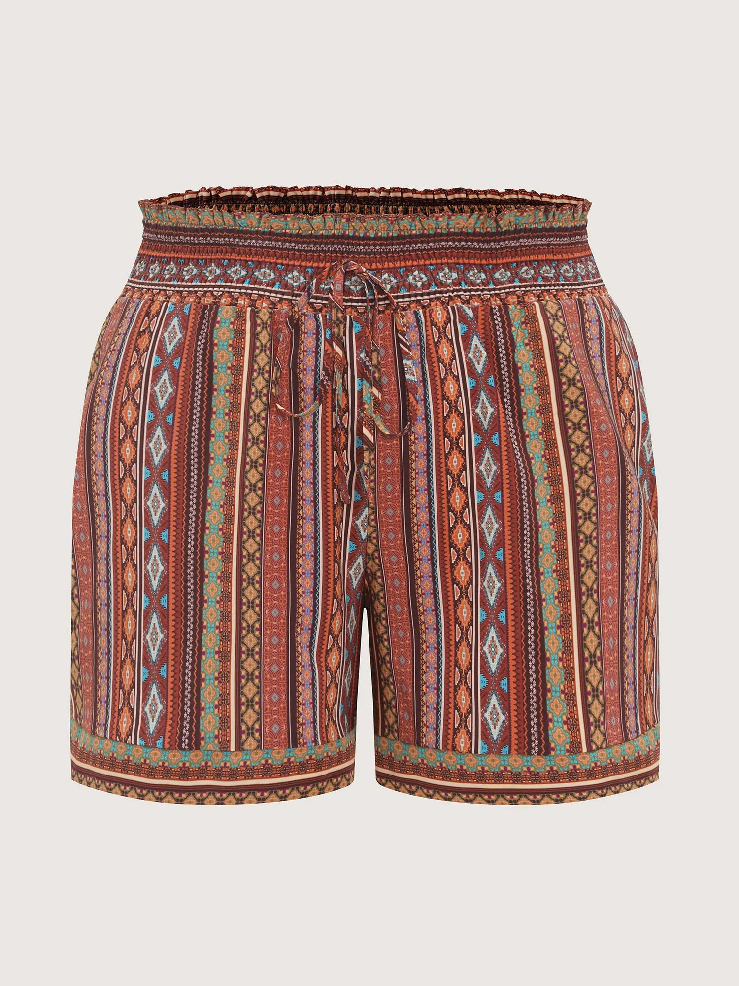 Geometric Striped Drawstring Waist Shorts - Image 8