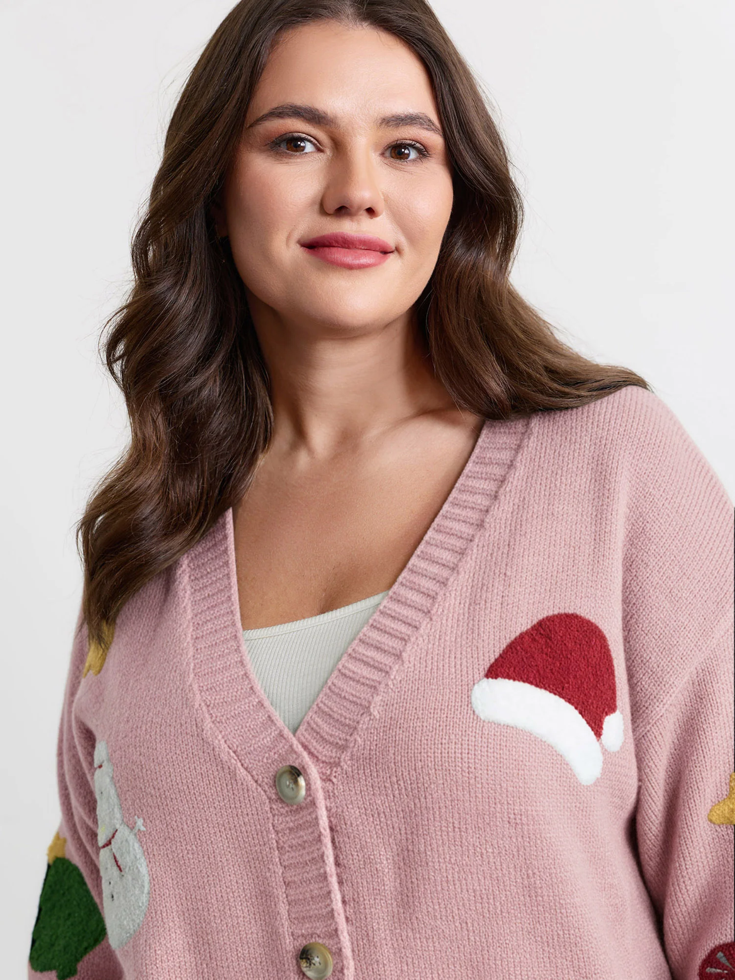Gingerbread Santa Embroidery Knit Cardigan - Image 11