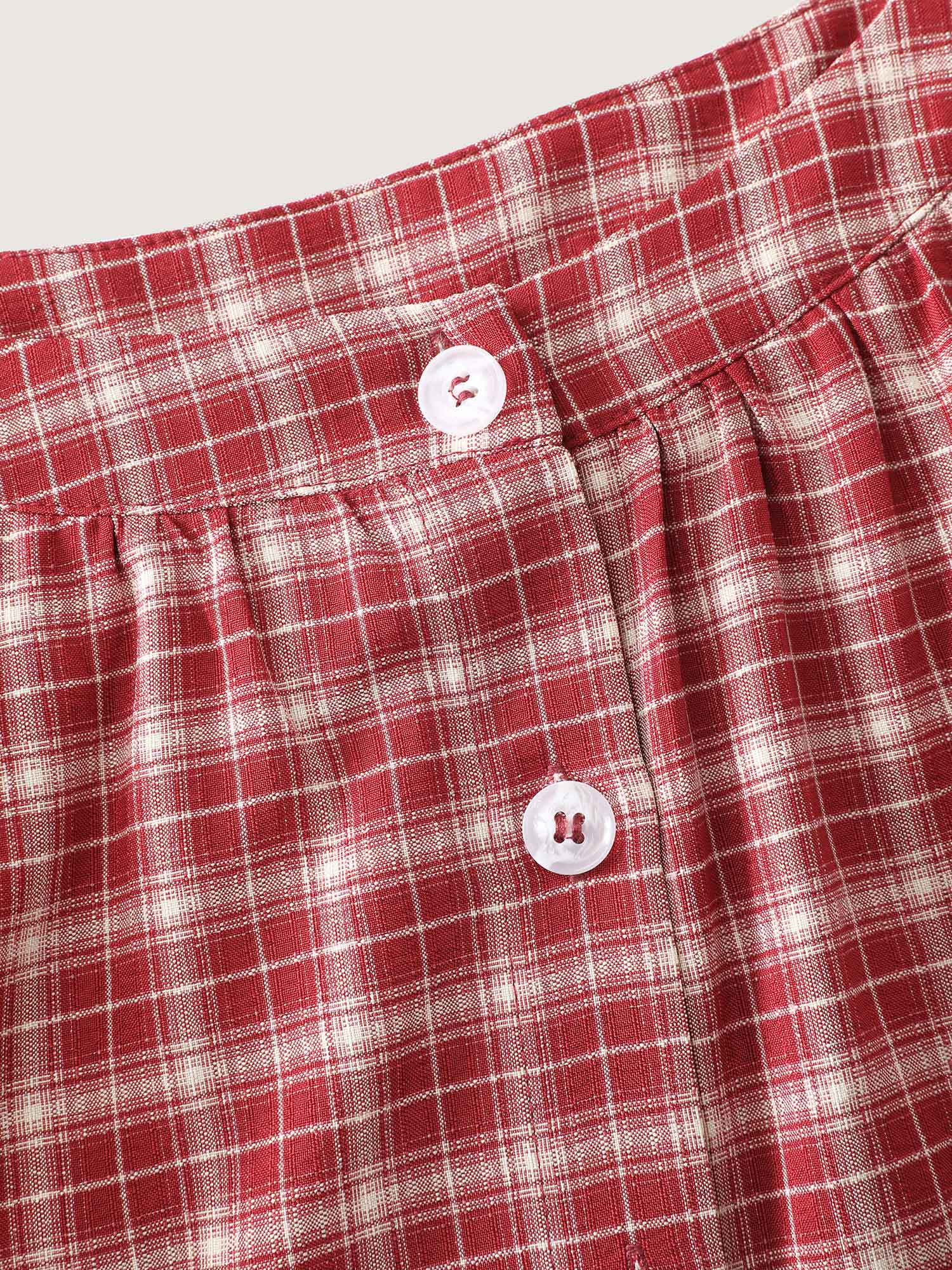Gingham Print Ruffled Hem Co-Ord Pajama Set - Image 34