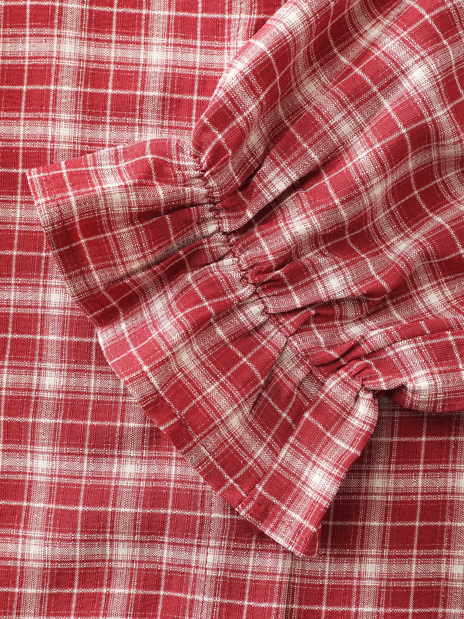 Gingham Print Ruffled Hem Co-Ord Pajama Set - Image 35