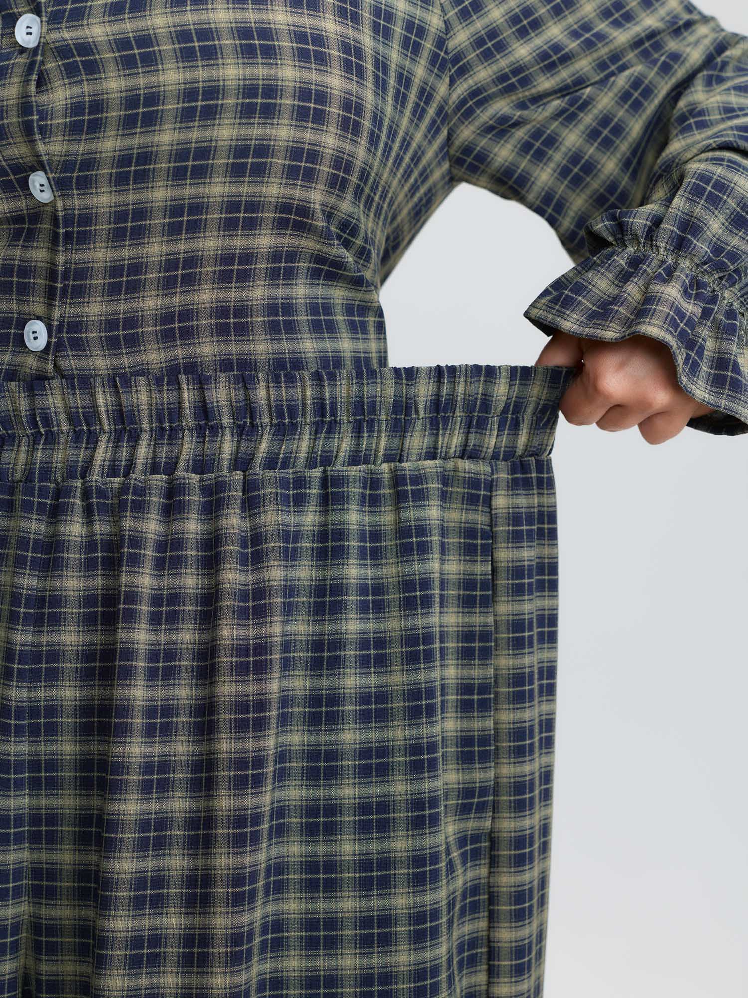 Gingham Print Ruffled Hem Co-Ord Pajama Set - Image 41
