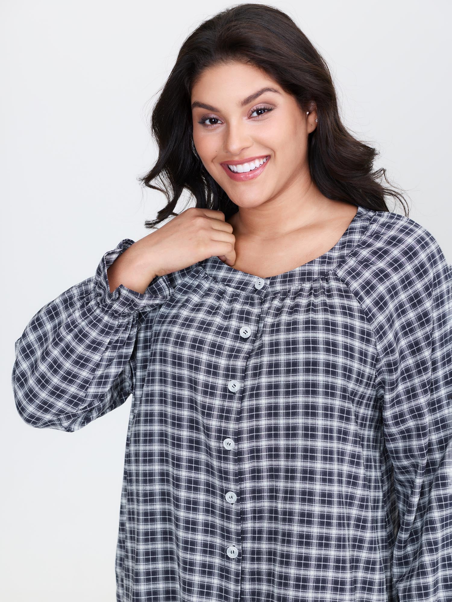 Gingham Print Ruffled Hem Co-Ord Pajama Set - Image 44
