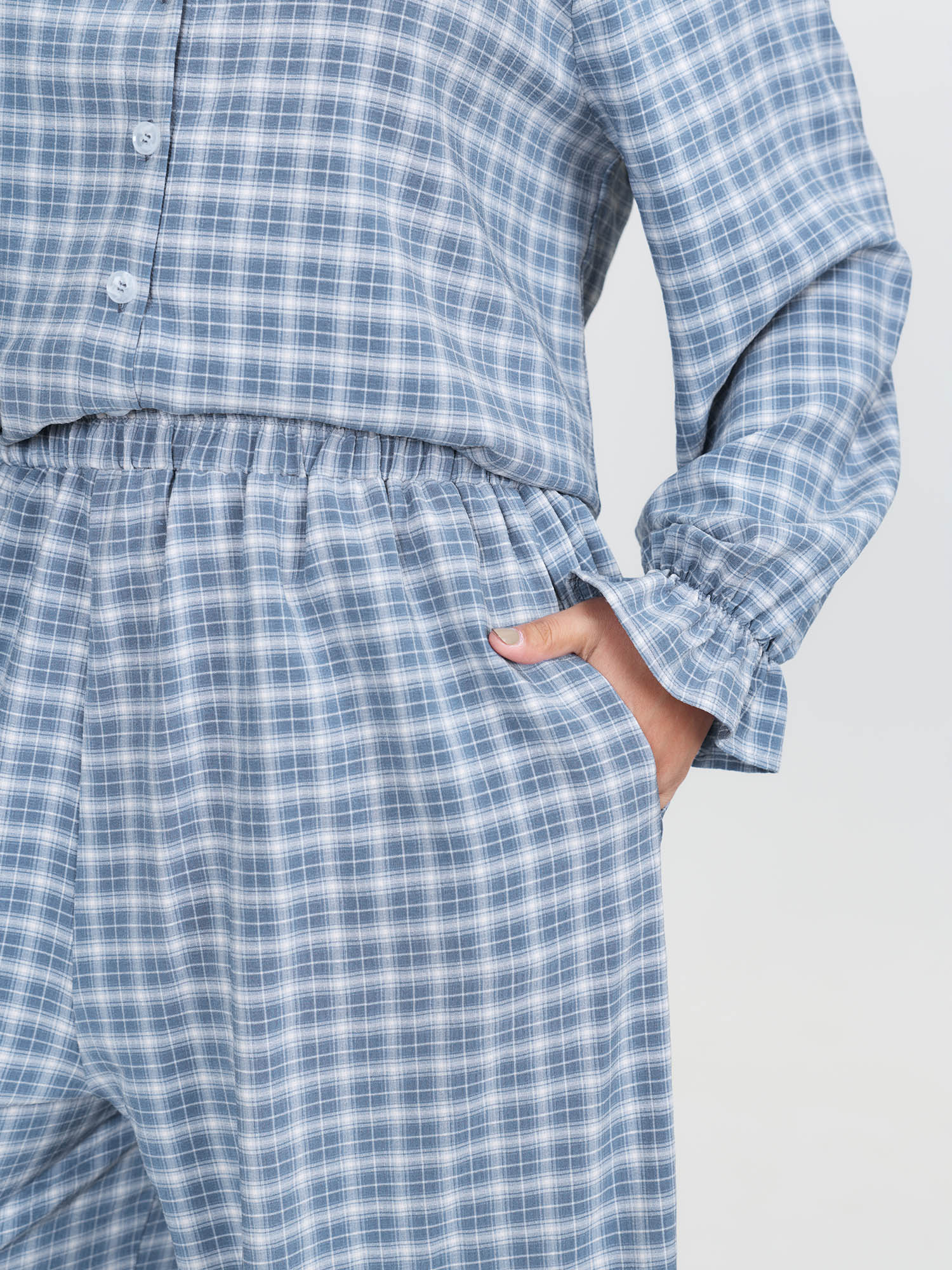 Gingham Print Ruffled Hem Co-Ord Pajama Set - Image 53