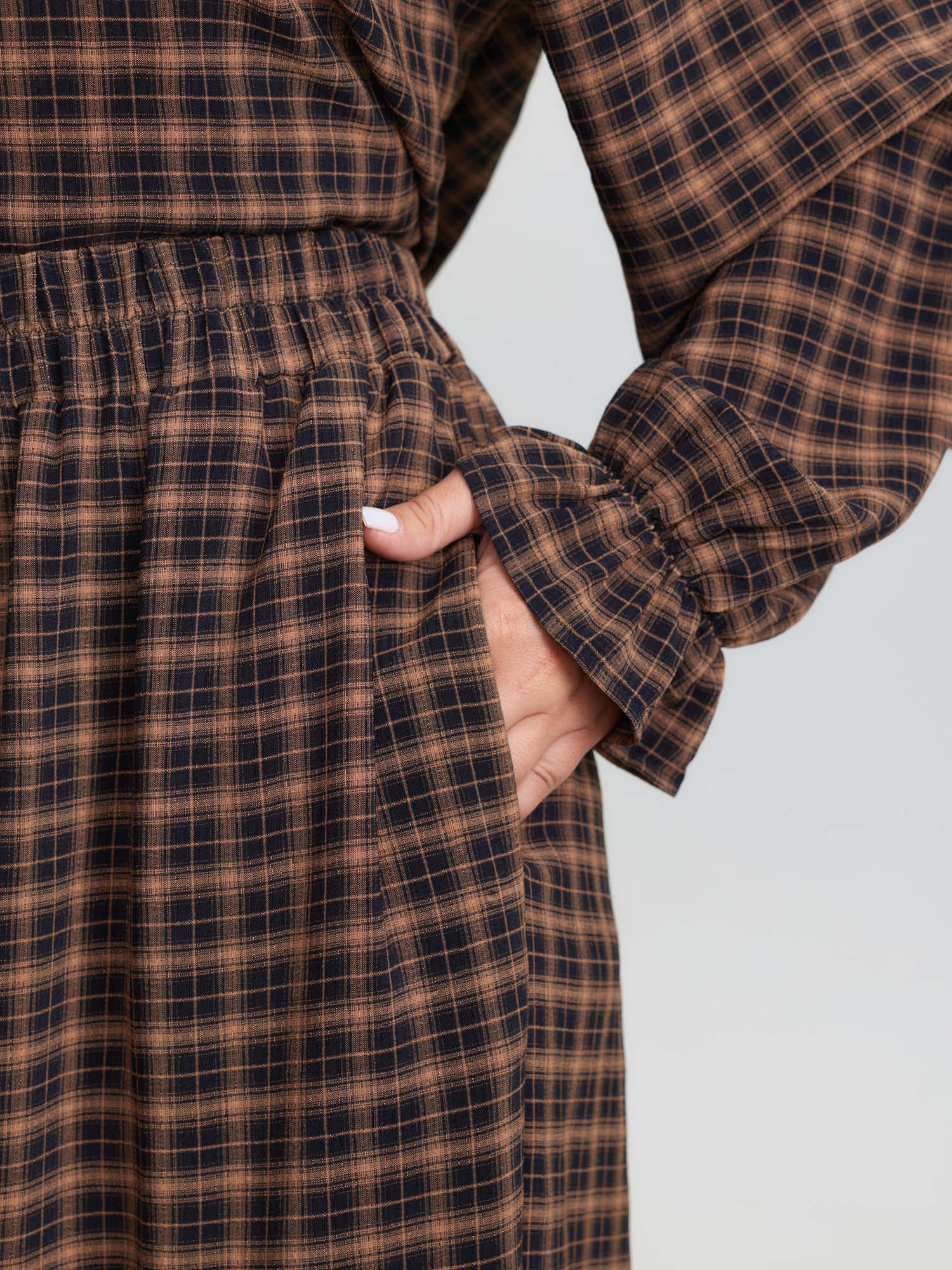 Gingham Print Ruffled Hem Co-Ord Pajama Set - Image 68