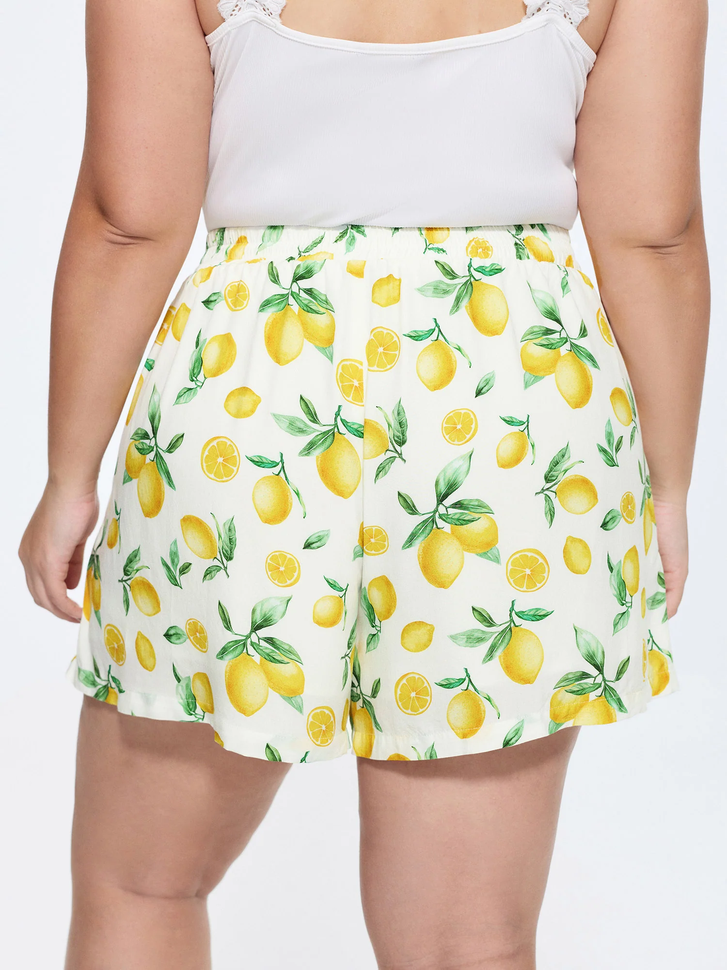 Hand-Painted Lemon Print Pockets Shorts - Image 5