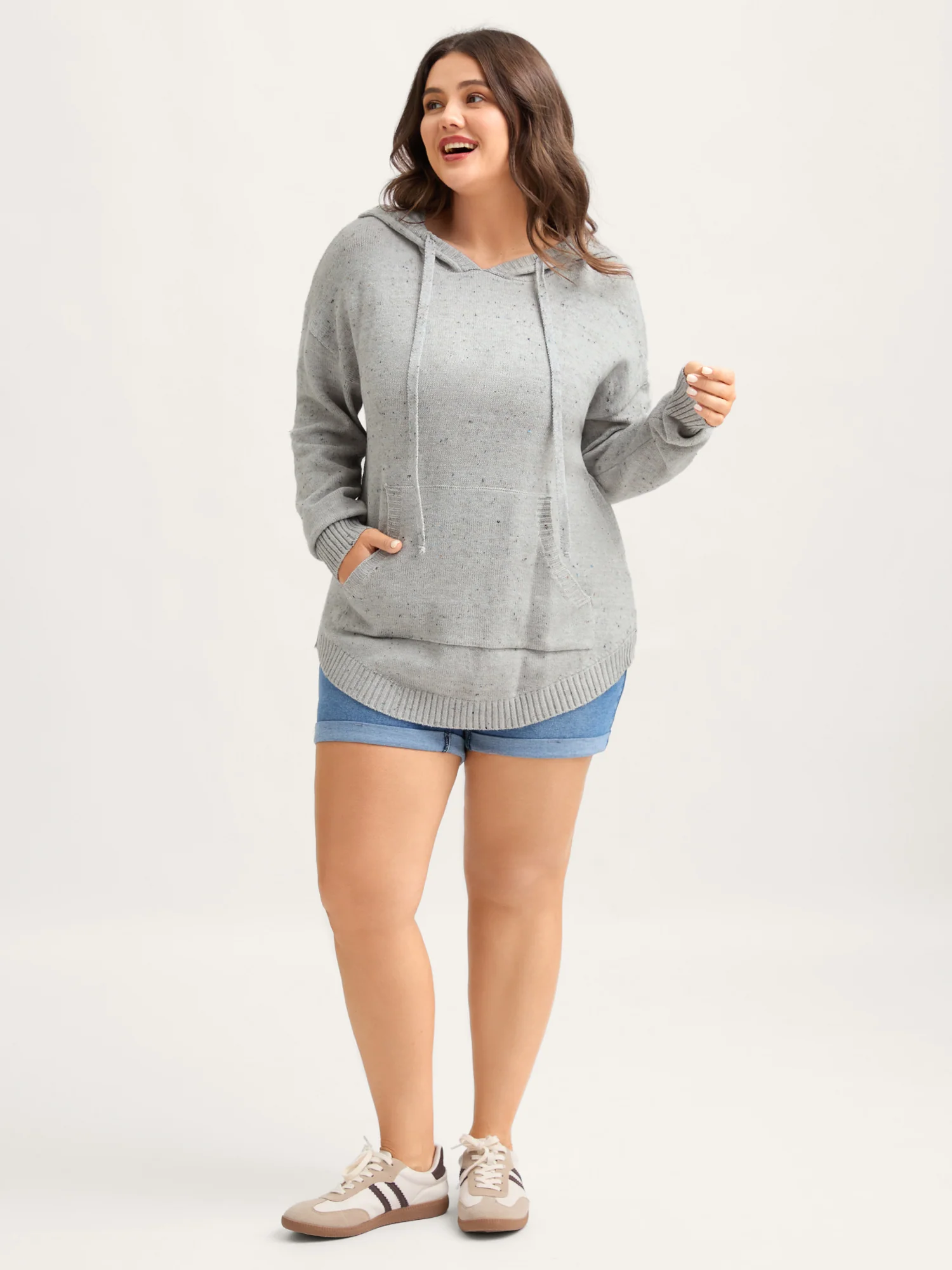 Heather Pocket Curvy Hem Pullover - Image 3