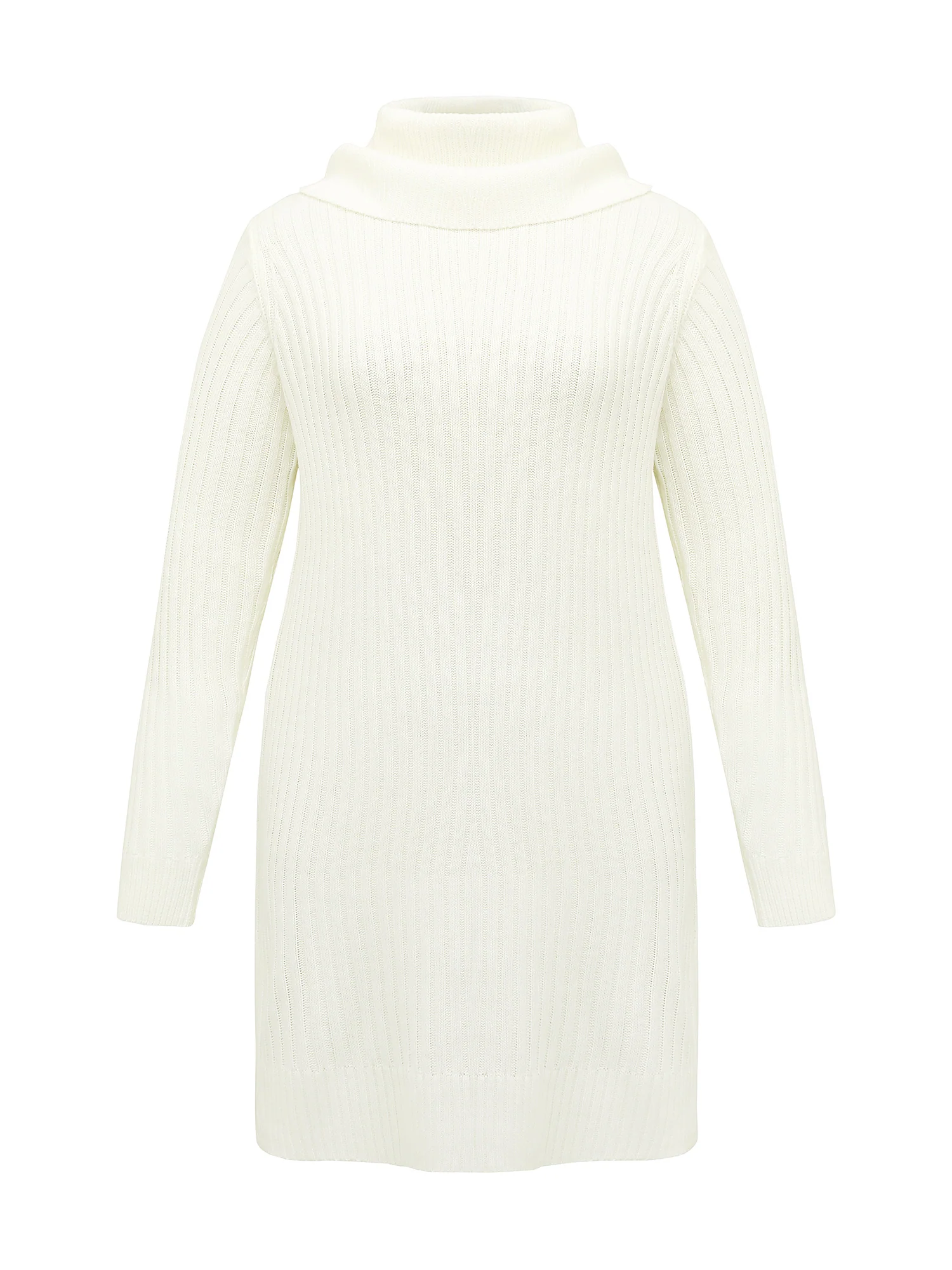 High Turtleneck Textured Sweater Dress - Image 14