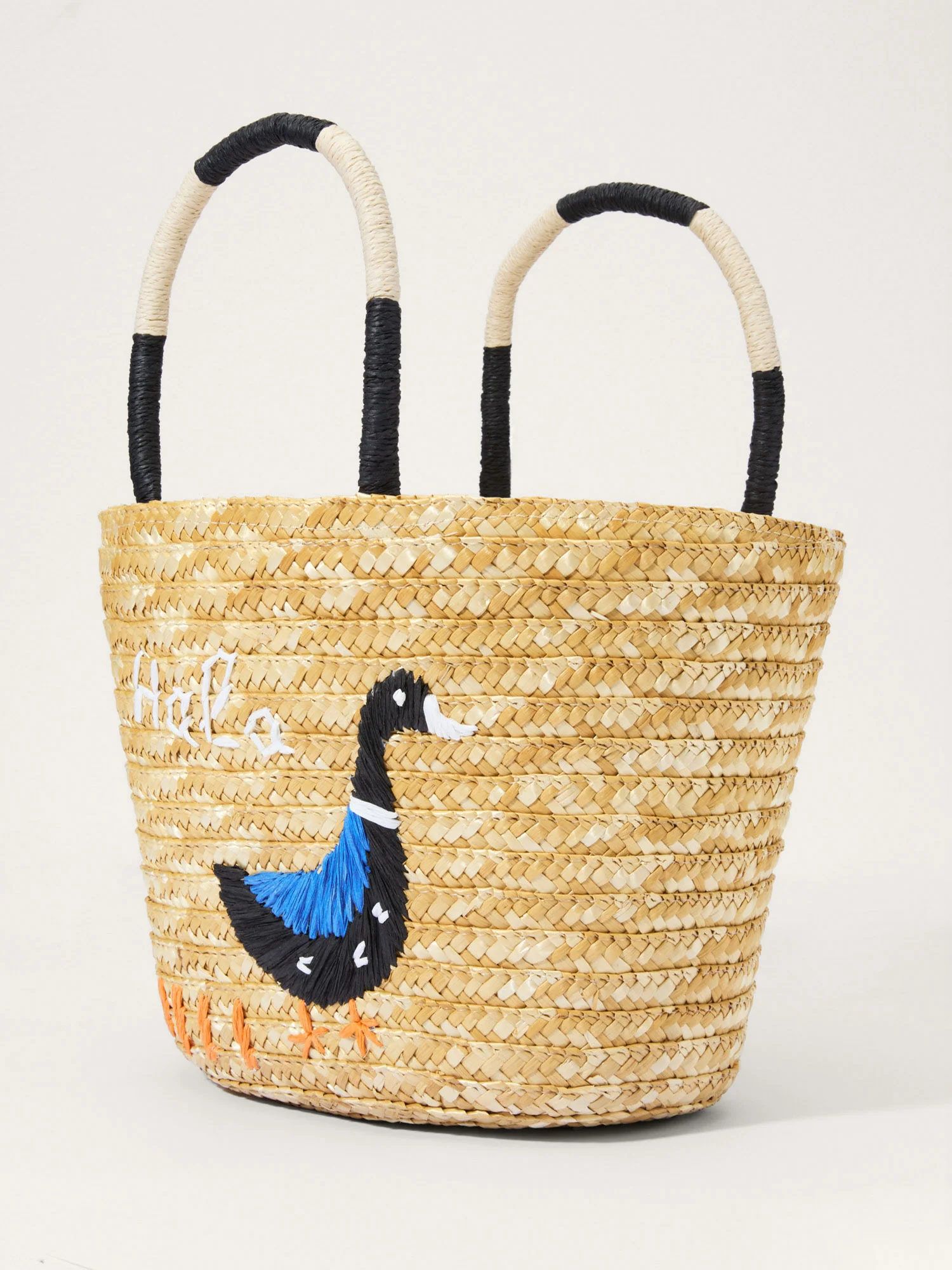 Hola Duck Straw Color Contrast Tote Bag - Image 3