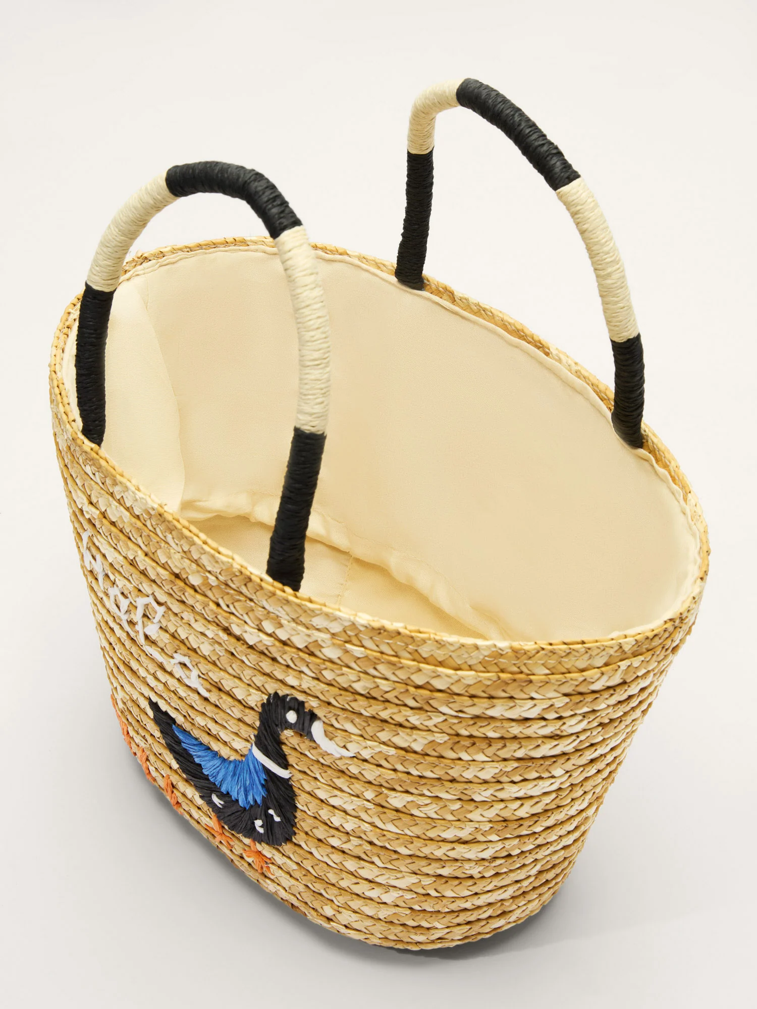Hola Duck Straw Color Contrast Tote Bag - Image 4