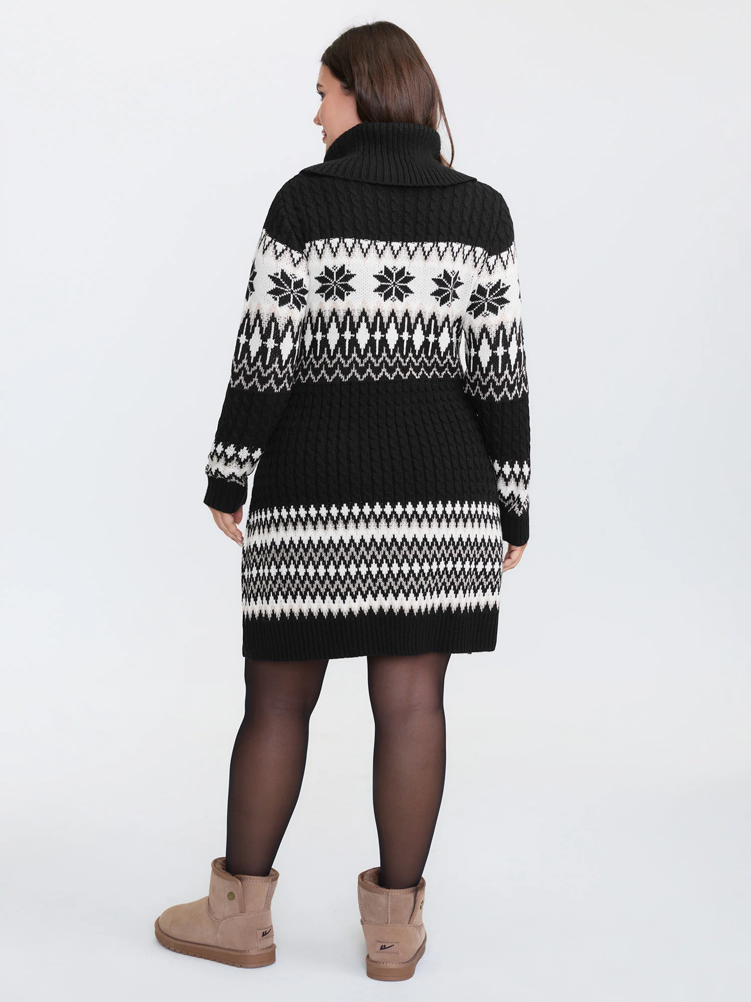 Holiday Textured Turtleneck Sweater Dress - Image 4