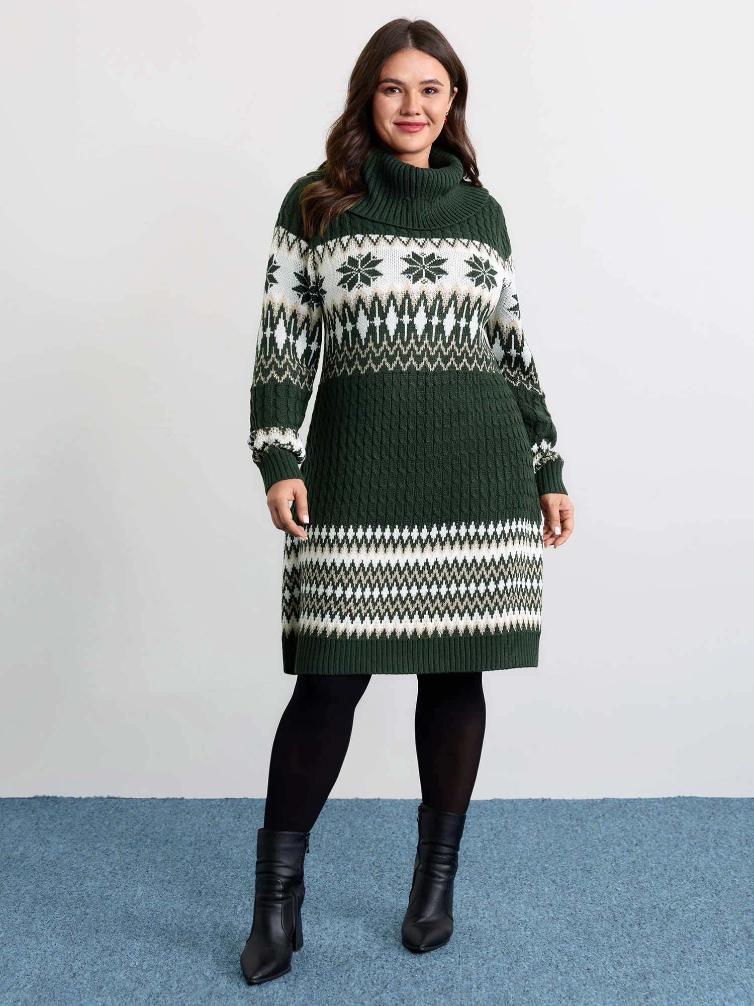 Holiday Textured Turtleneck Sweater Dress - Image 5