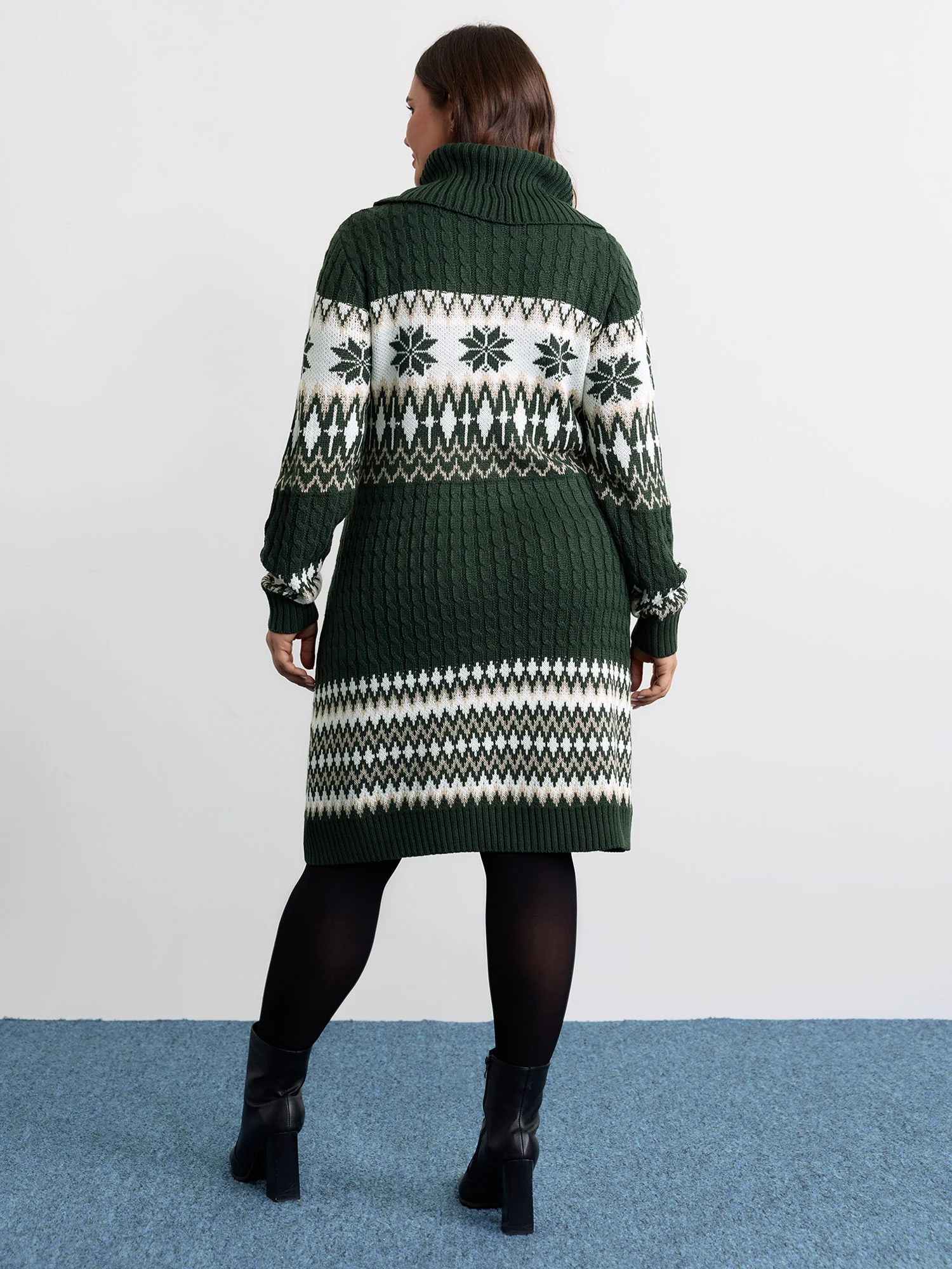 Holiday Textured Turtleneck Sweater Dress - Image 8
