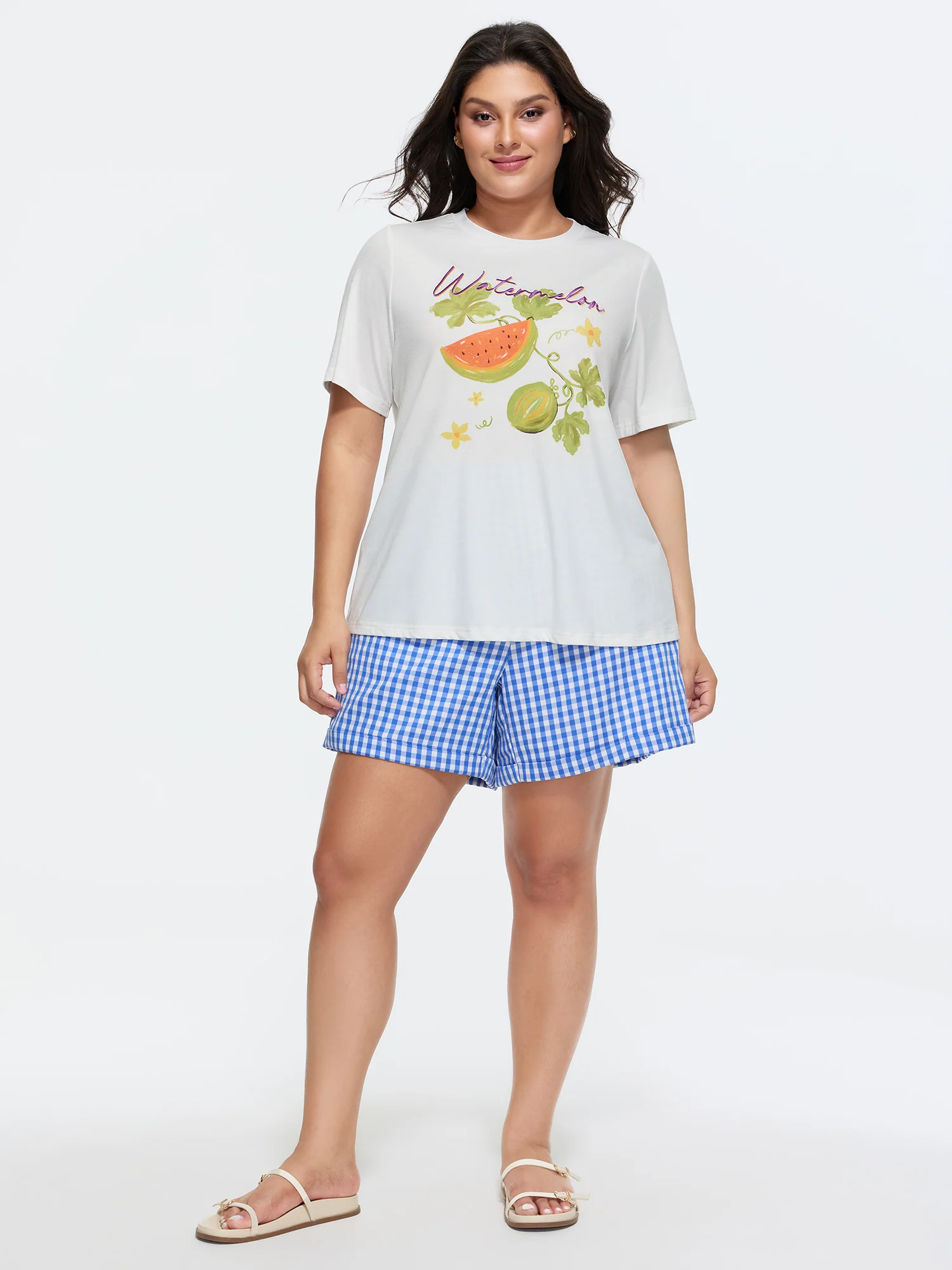 Supersoft Juicy Watermelon Embroidered Round Neck T-Shirt - Image 3