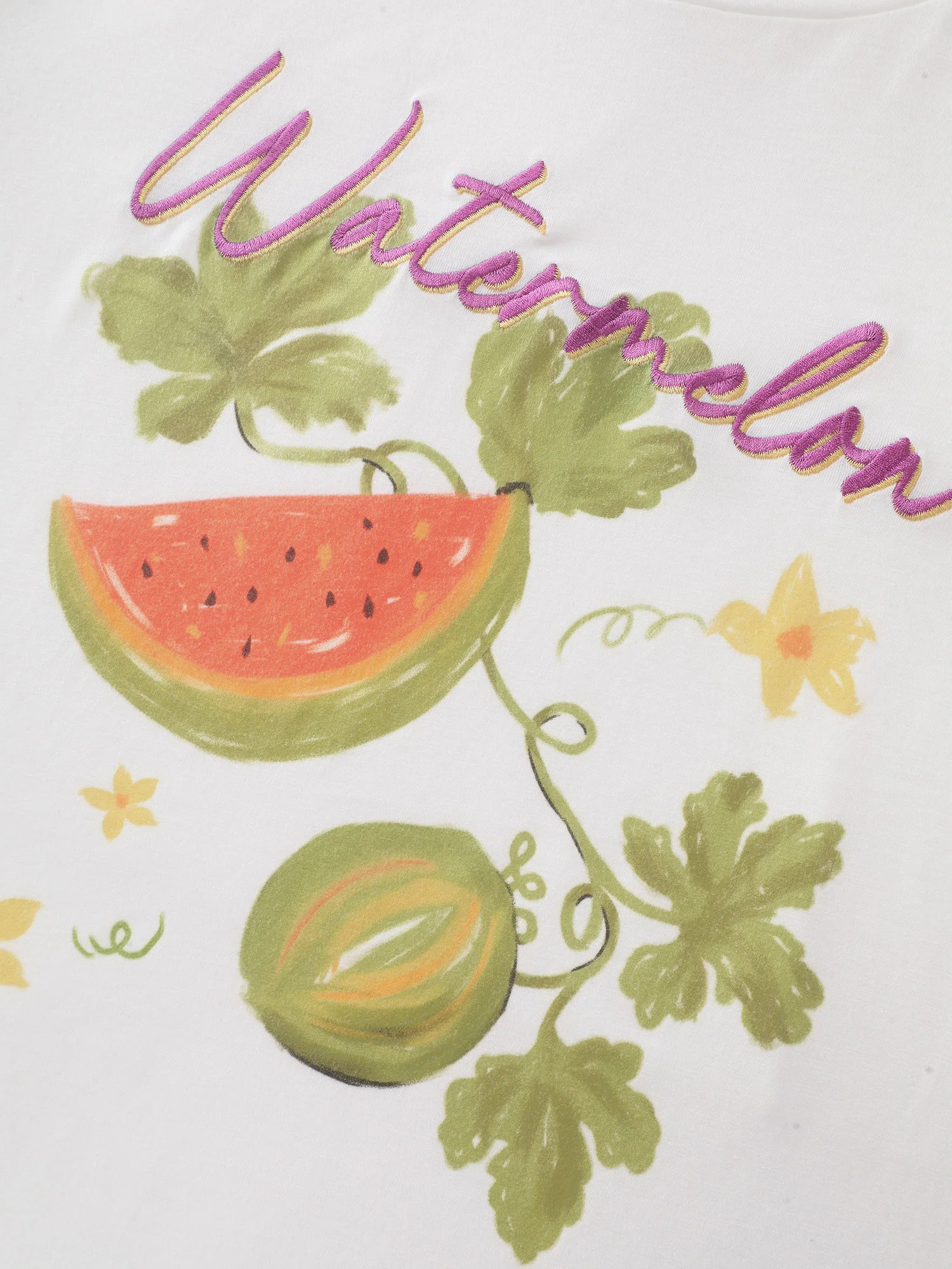 Supersoft Juicy Watermelon Embroidered Round Neck T-Shirt - Image 5