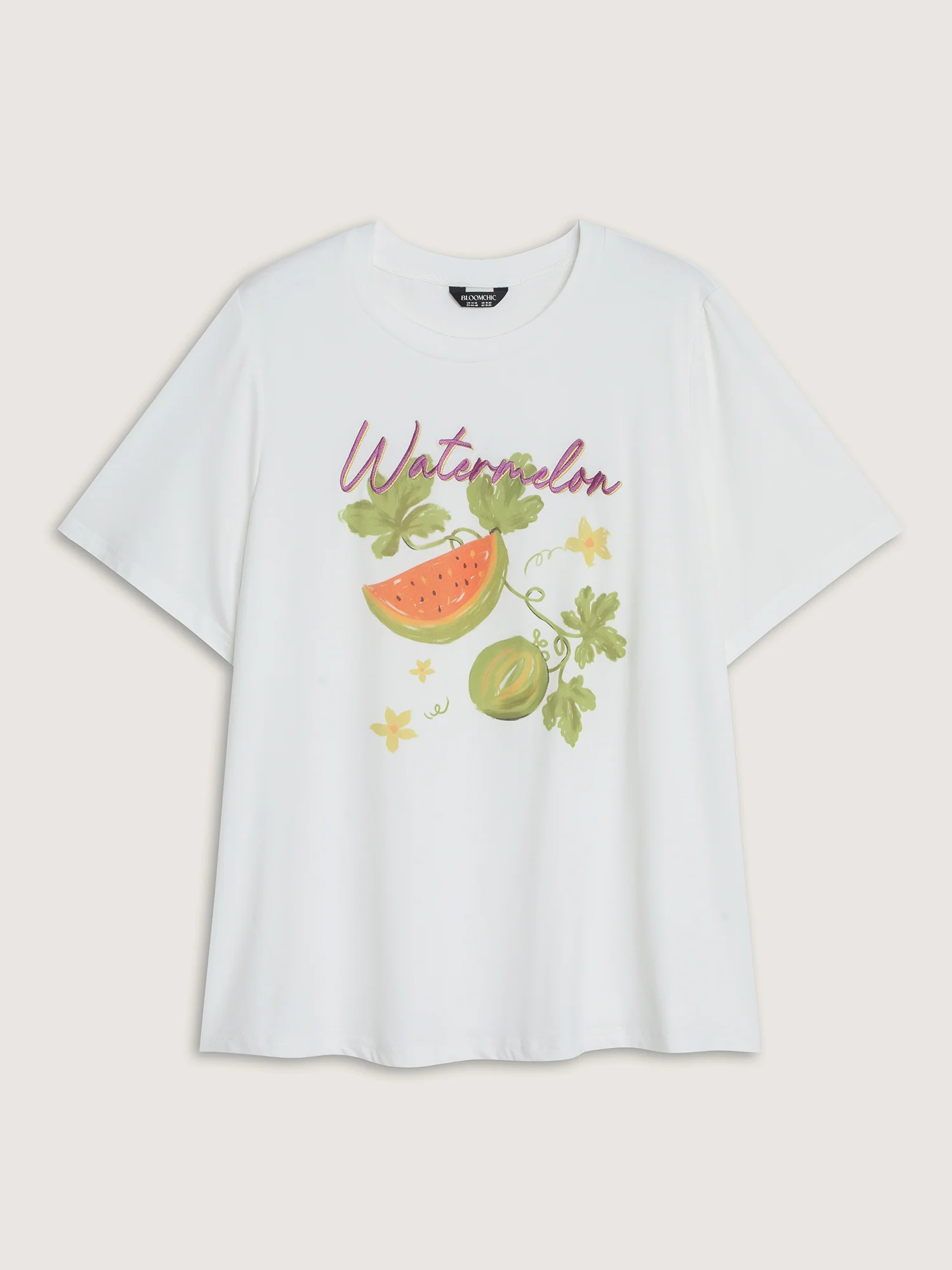 Supersoft Juicy Watermelon Embroidered Round Neck T-Shirt - Image 6