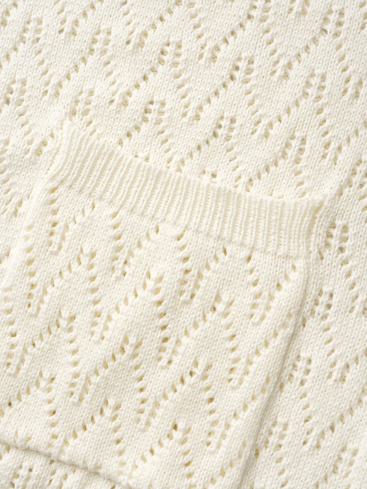 Kimono Collar Patch Pocket Pointelle Knit Cardigan - Image 7