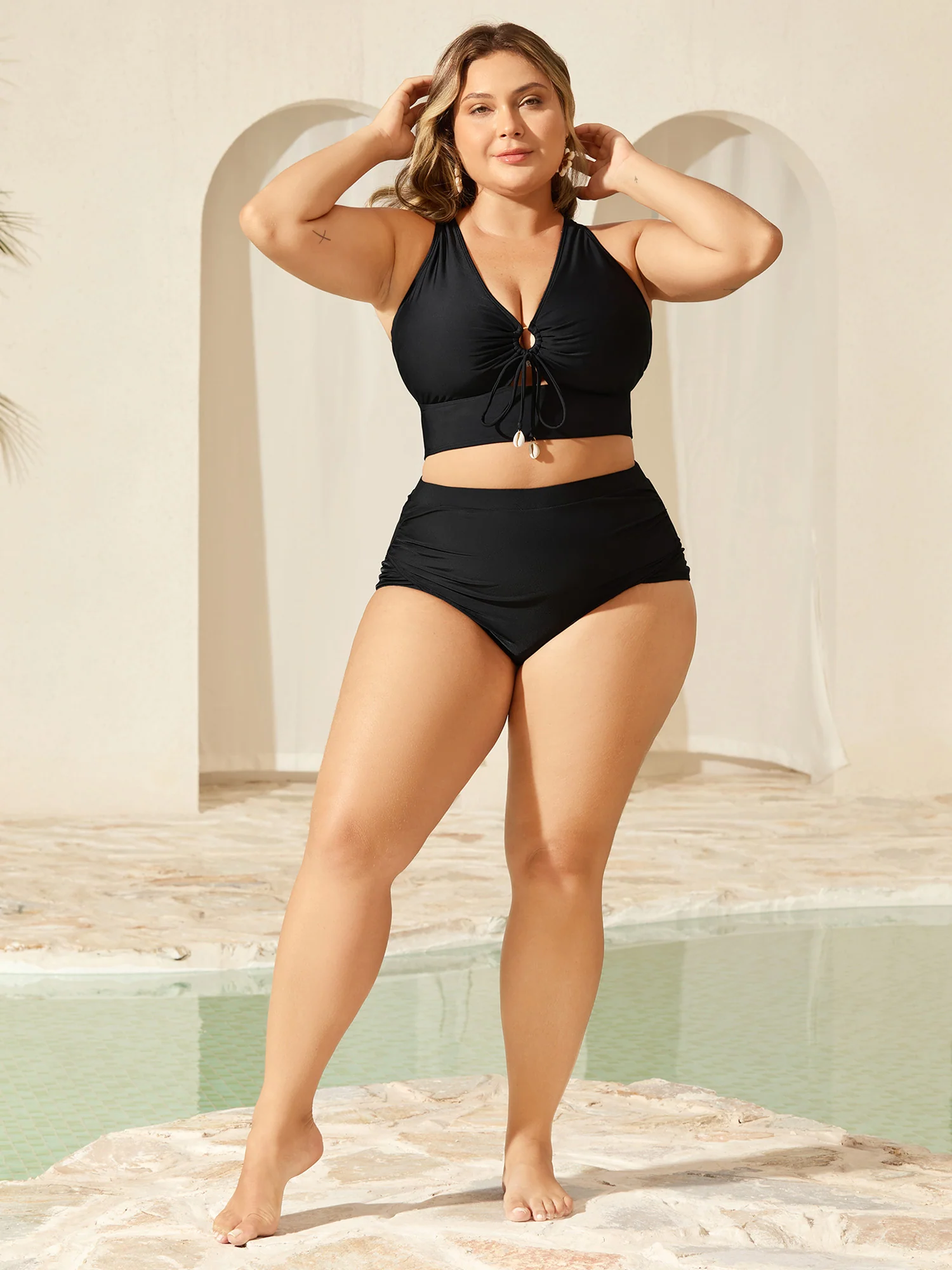 Knotted Keyhole Crossstraps Bikini Top - Image 3