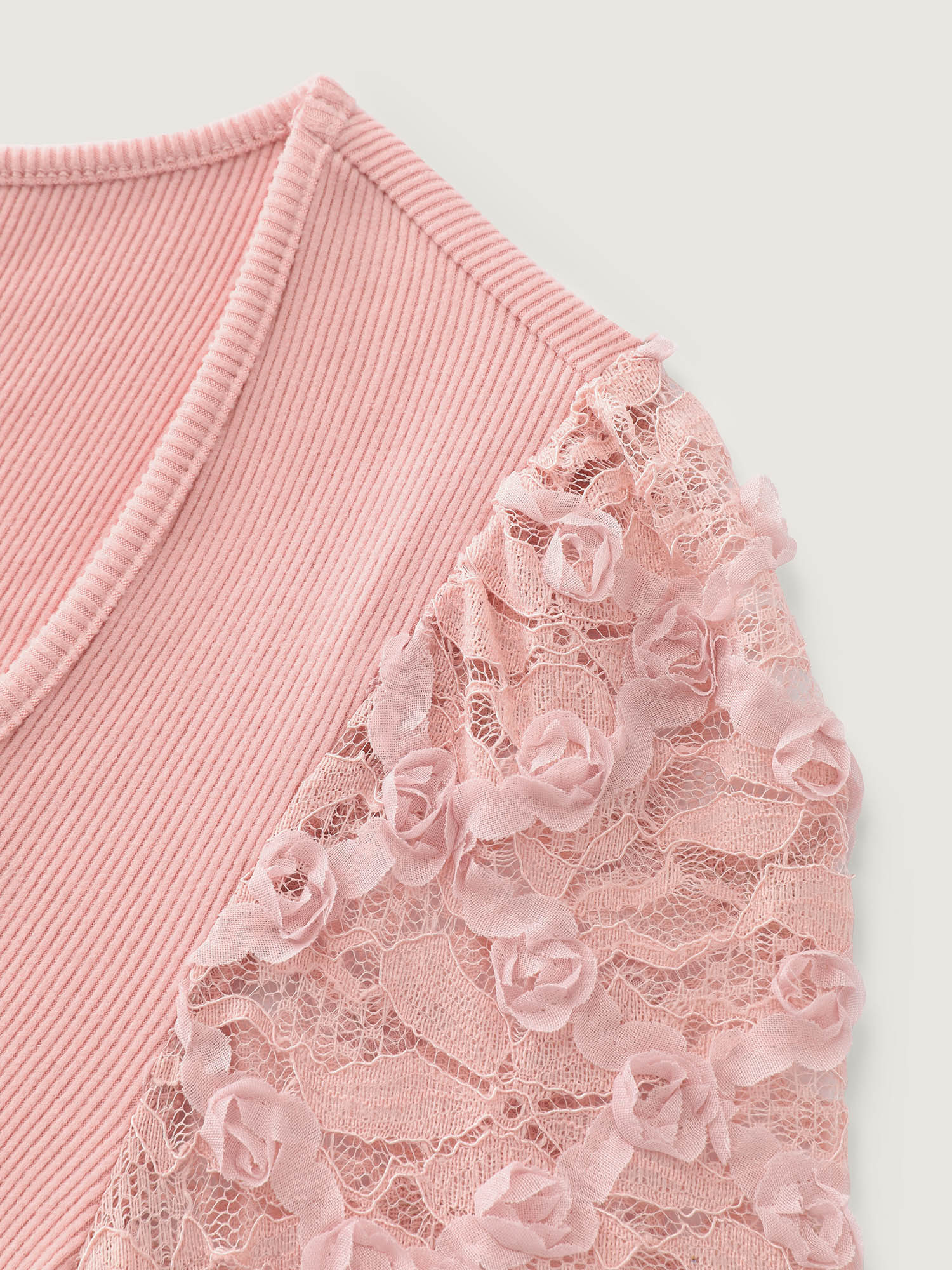 Lace Sleeve 3D Floral Knit Top - Image 5