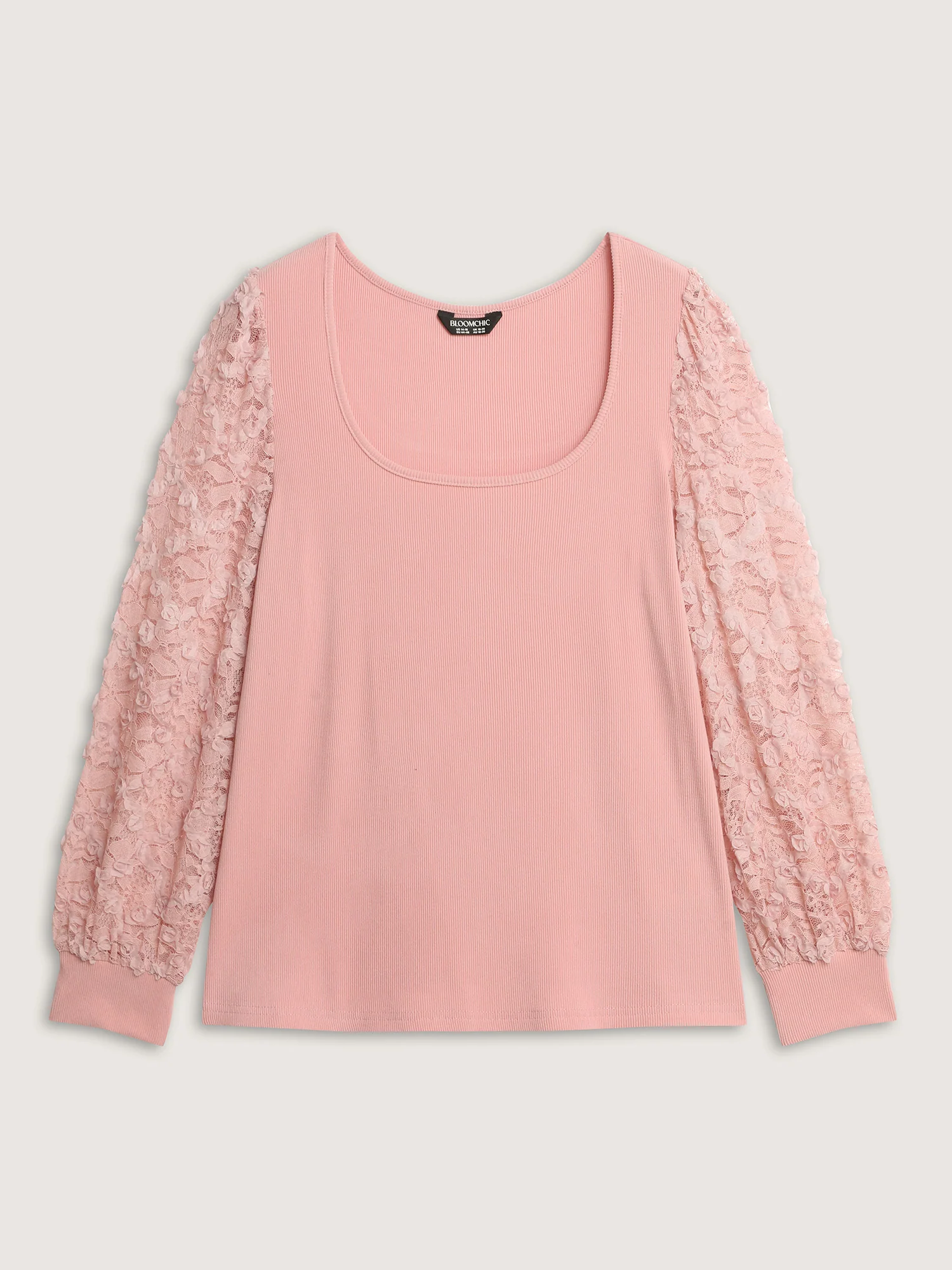 Lace Sleeve 3D Floral Knit Top - Image 7